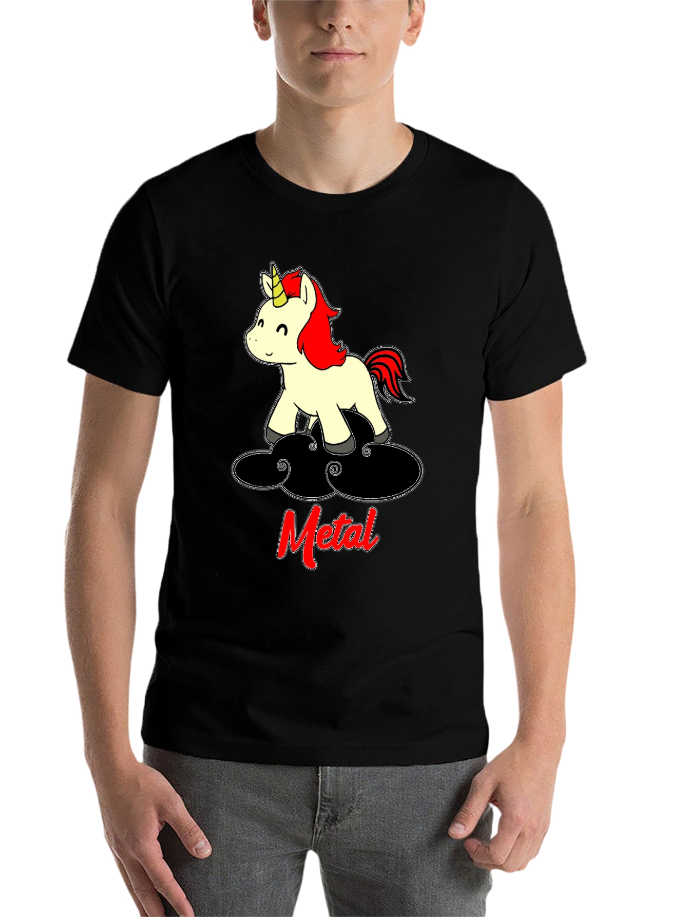 Black Metal Unicorn T-Shirt - Black Cotton Tee view 7