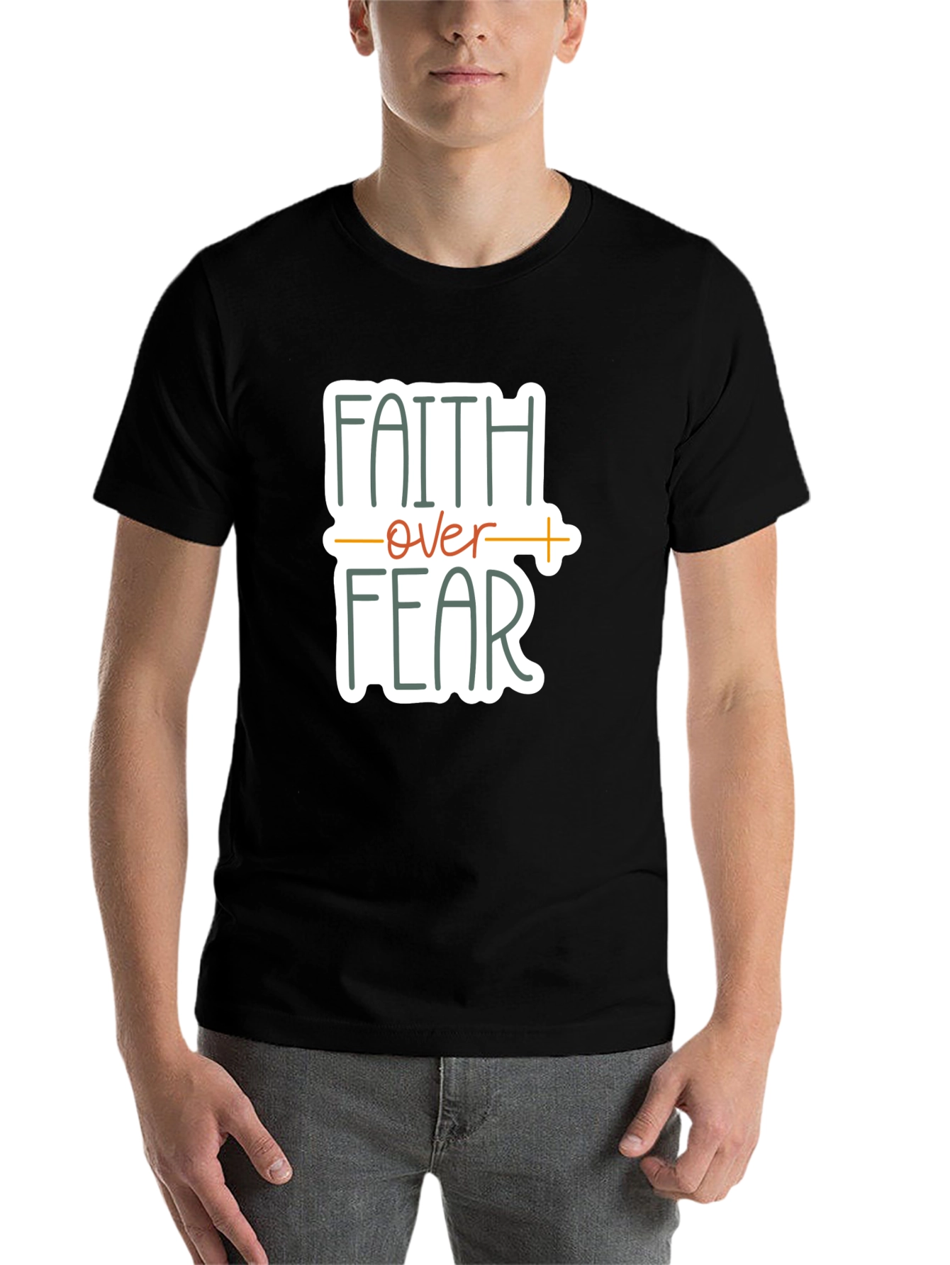 Black Faith Over Fear Graphic Tee - Unisex Black T-Shirt view 7