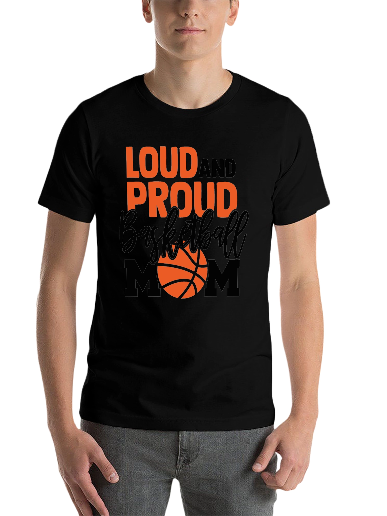 Black Loud and Proud Basketball Mom T-Shirt view 7