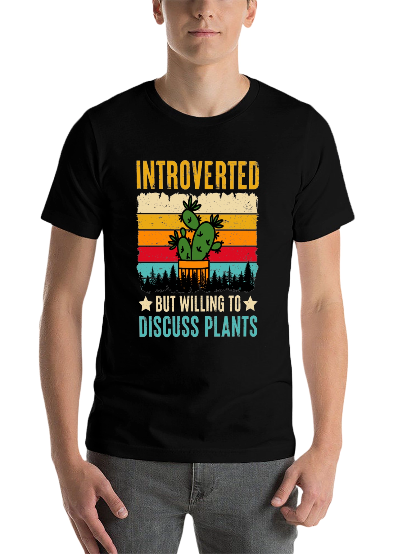 Black Introverted Plant Lover T-Shirt view 7