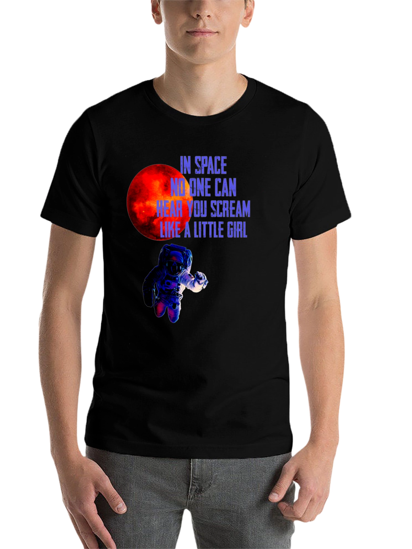 Black Space Scream Graphic Tee - Black Cotton T-Shirt view 7