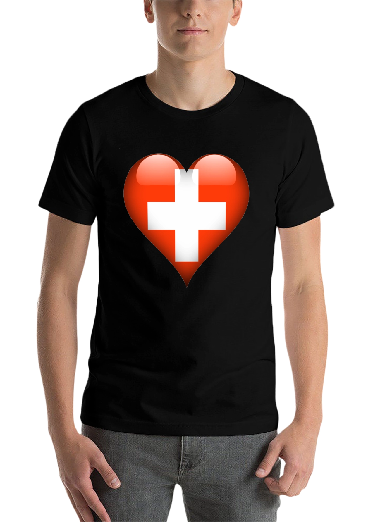 Black Swiss Heart T-Shirt - Show Your Love! view 7