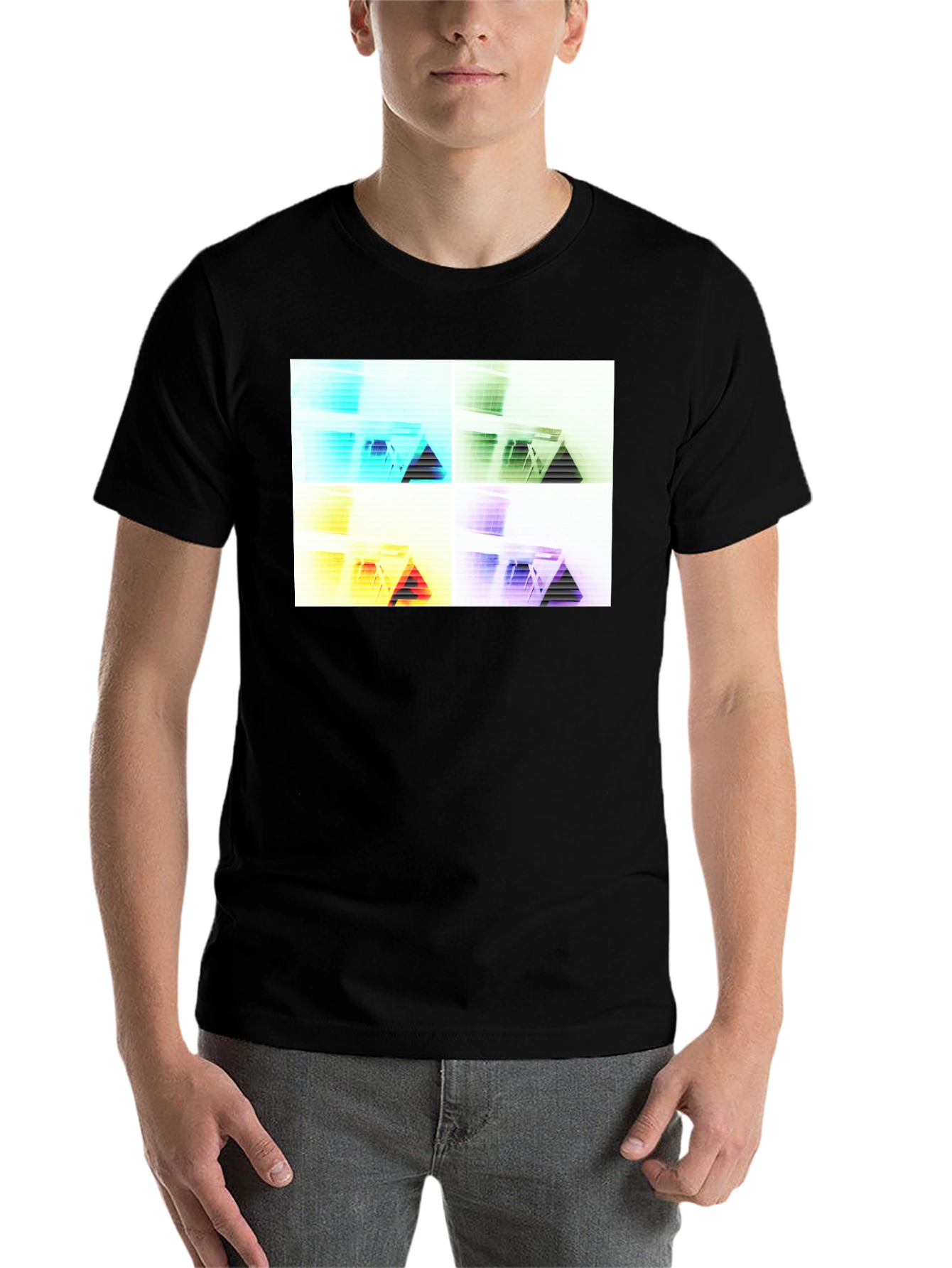 Black Abstract Geometry T-Shirt - Modern Graphic Tee view 7