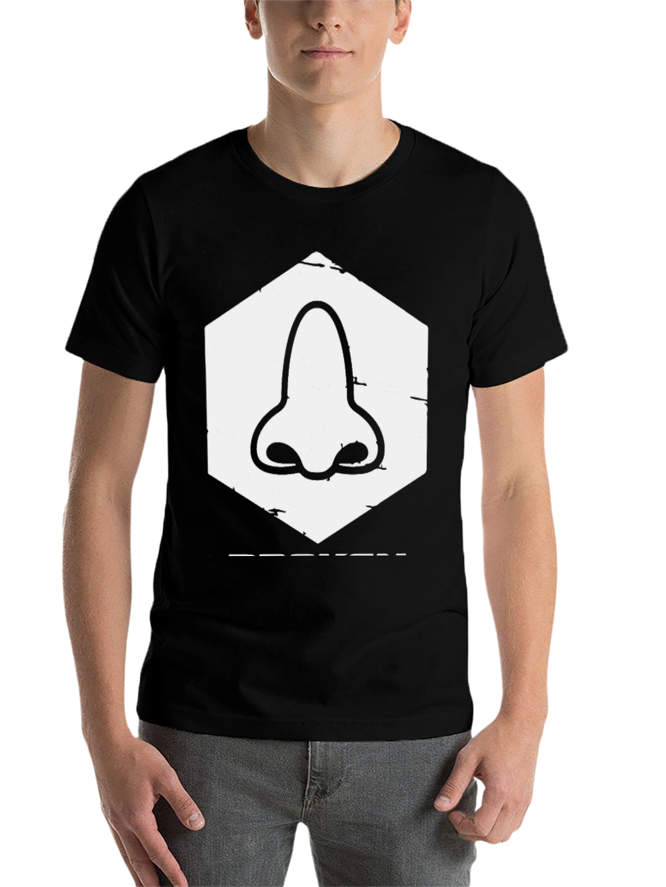 Black Nose Graphic Tee - Black Casual T-Shirt view 7