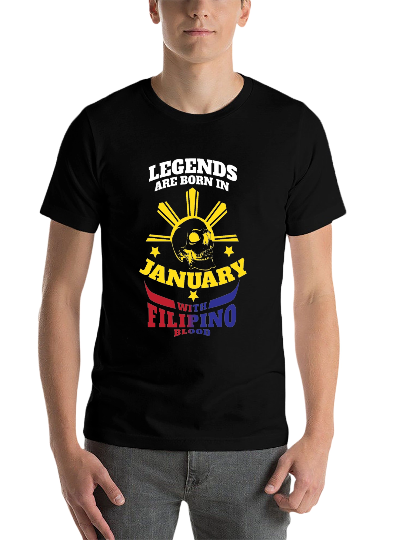 Black Legends Born in January Filipino Blood T-Shirt view 7