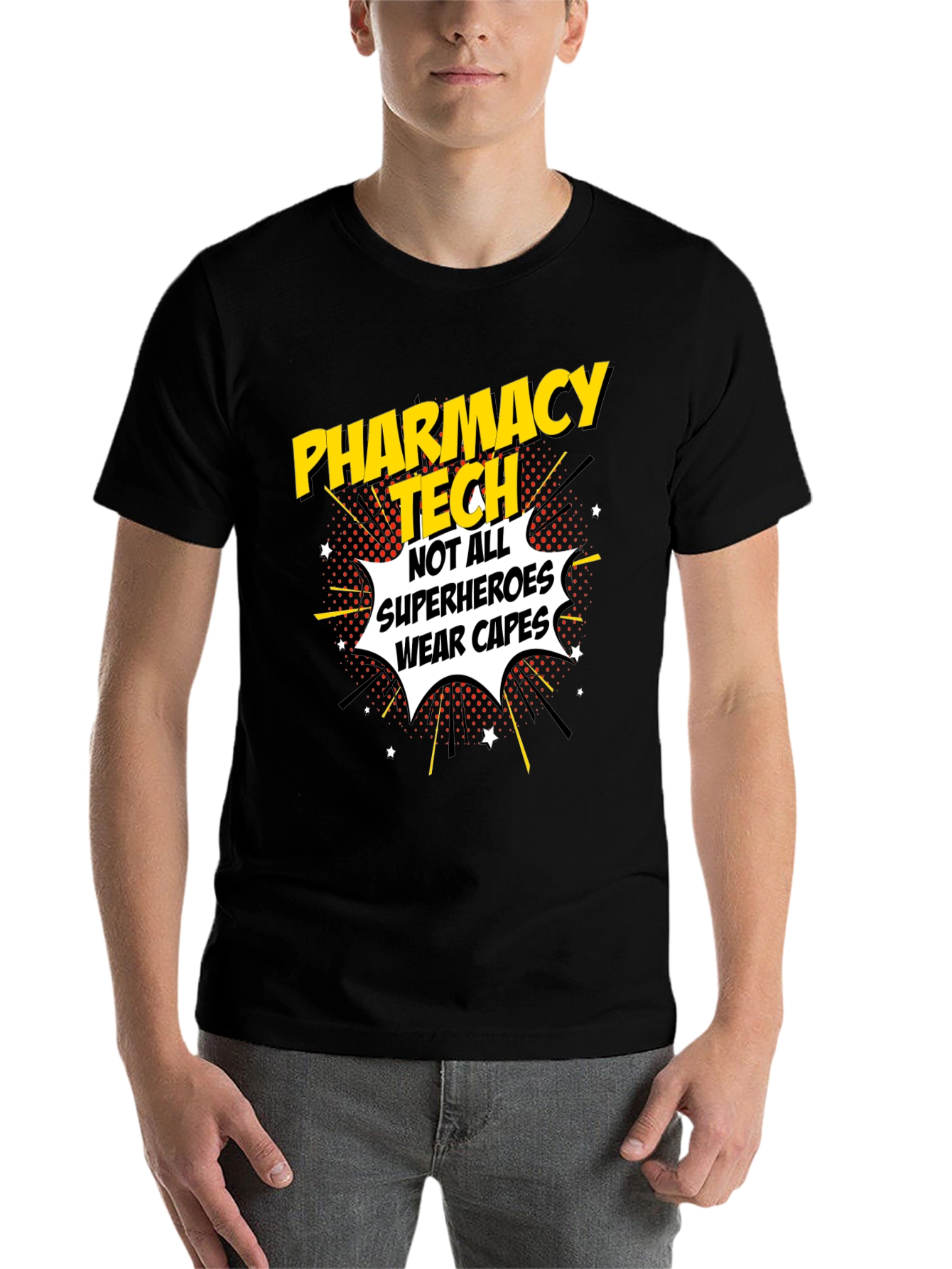 Black Pharmacy Tech Superhero Graphic T-Shirt view 7