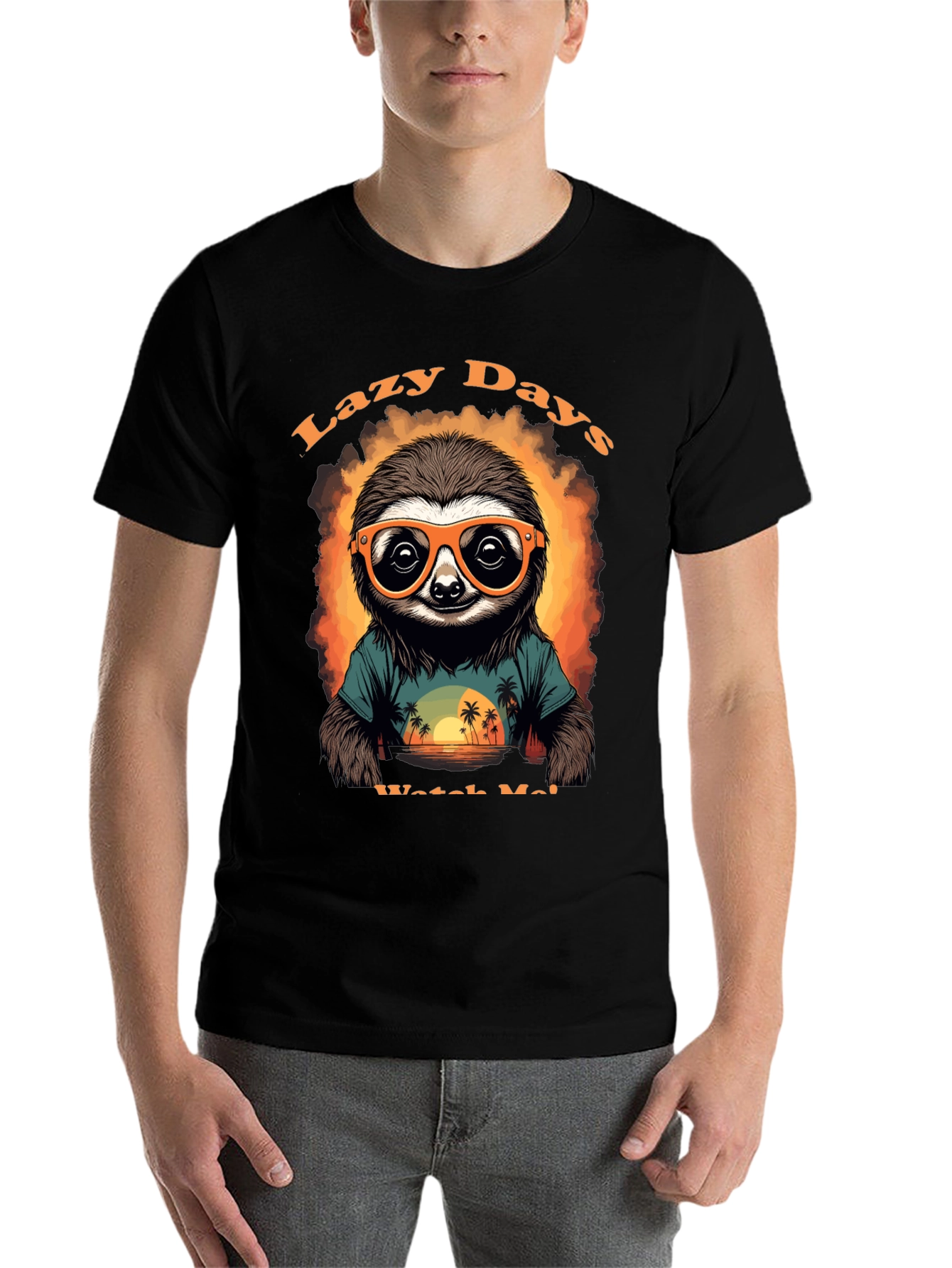 Black Lazy Days Sloth T-Shirt view 7