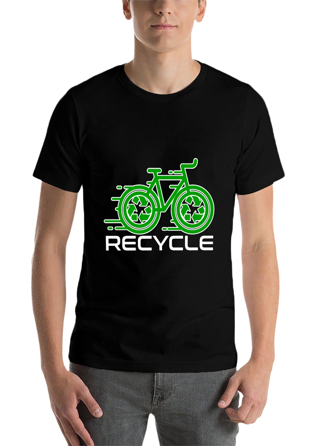 Black Recycle Bike T-Shirt - Eco-Friendly Design view 7