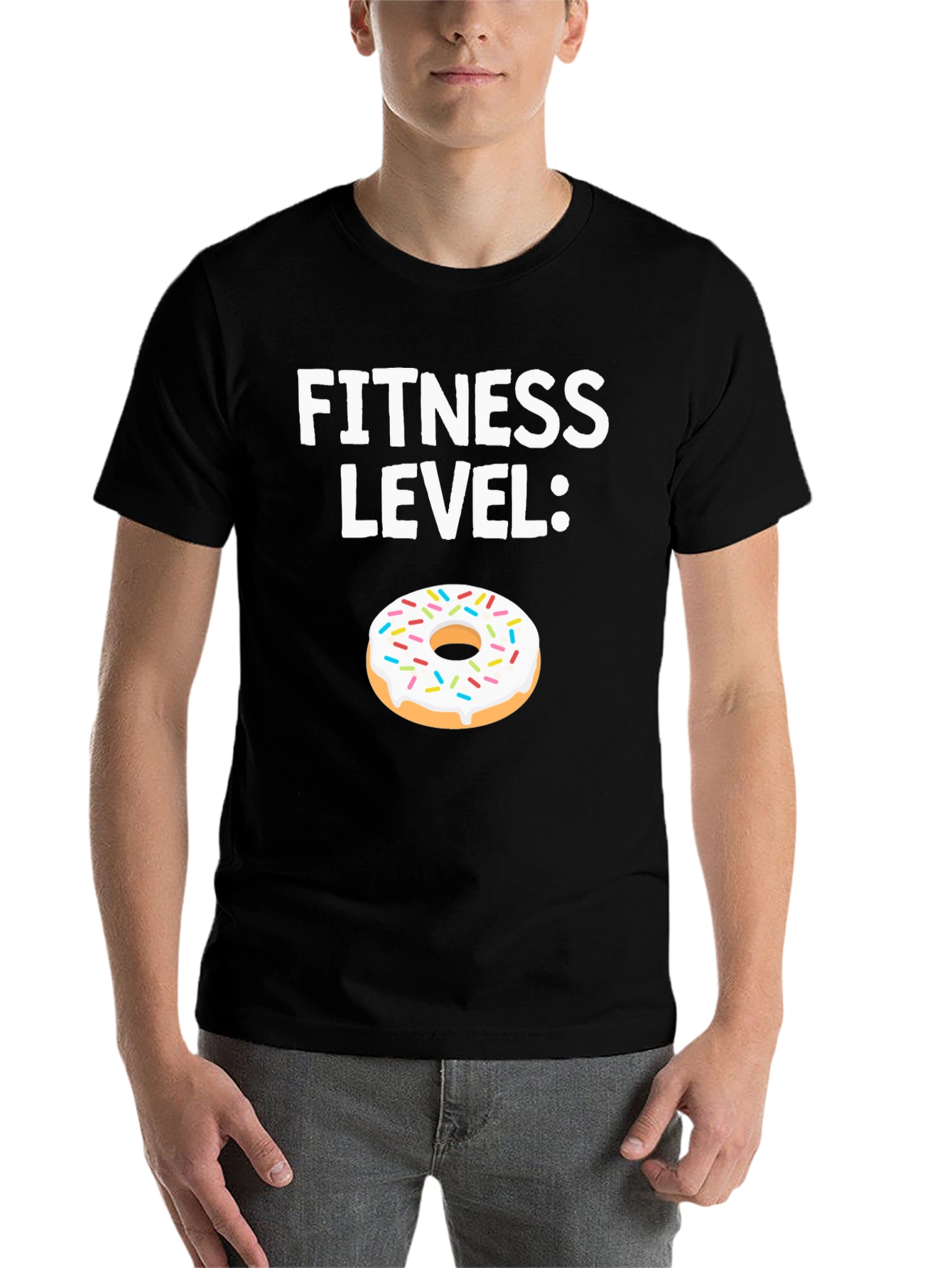 Black Fitness Level Donut Graphic T-Shirt view 7