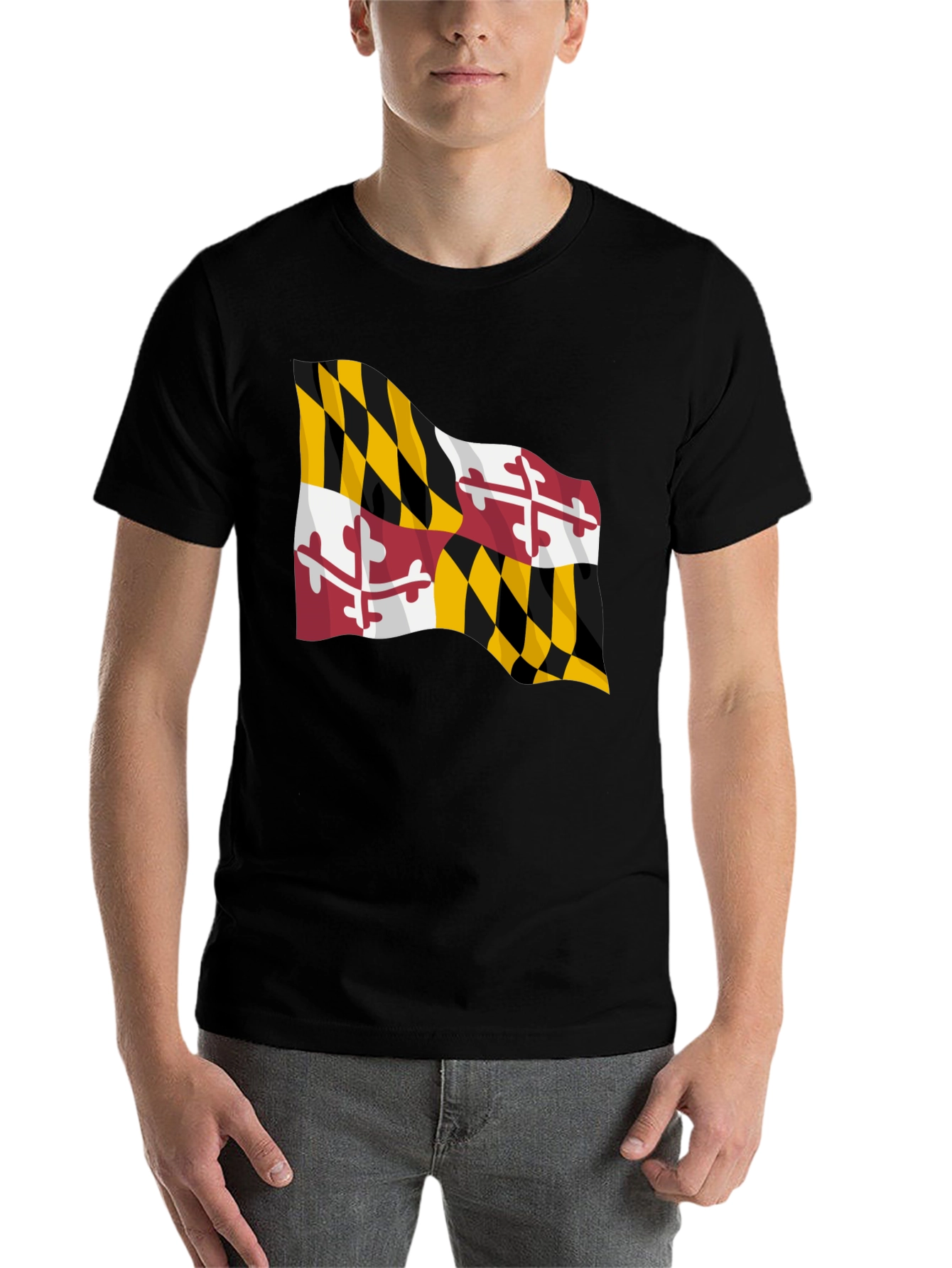 Black Maryland Flag Black T-Shirt view 7