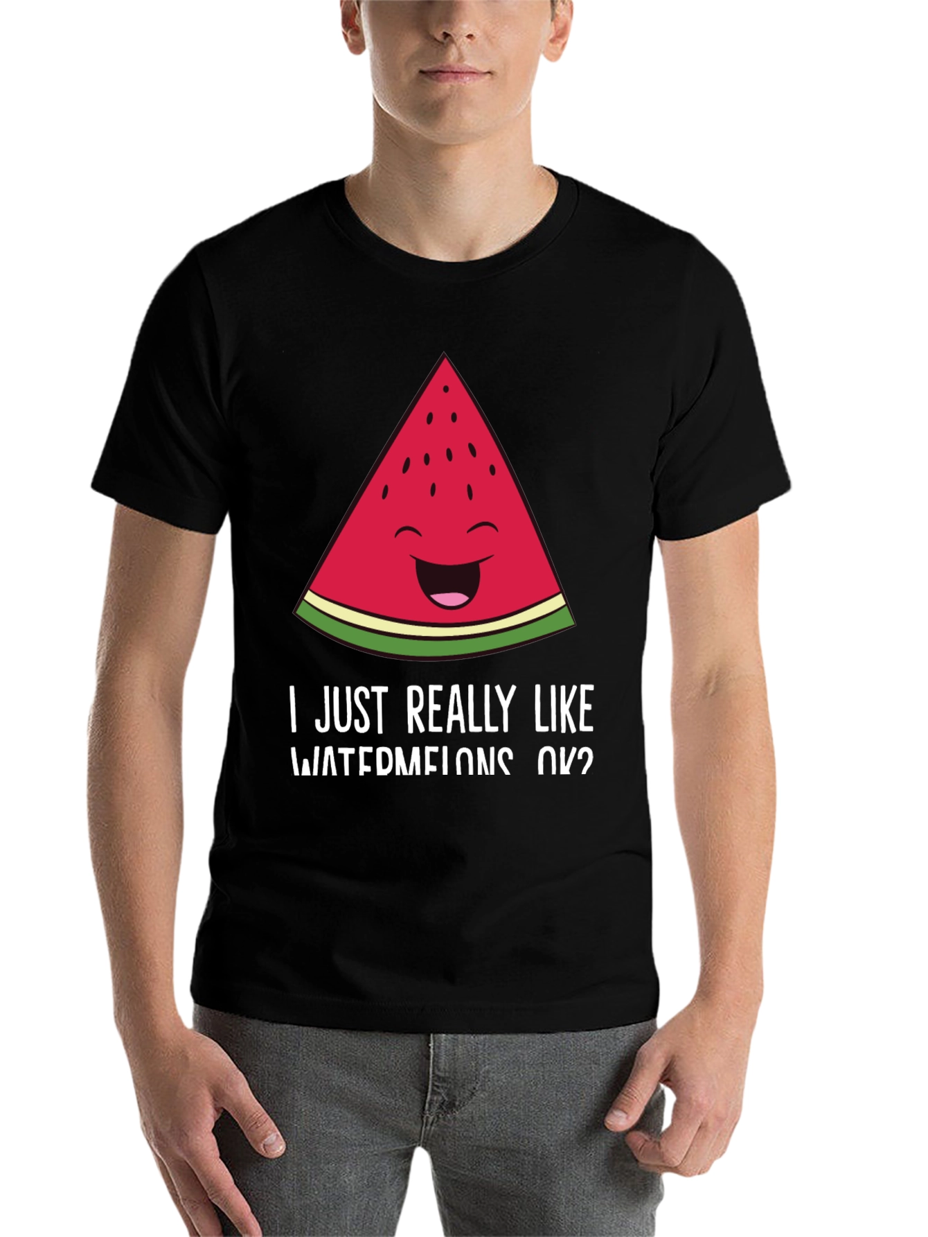 Black Funny Watermelon T-Shirt - I Like Watermelons OK? view 7
