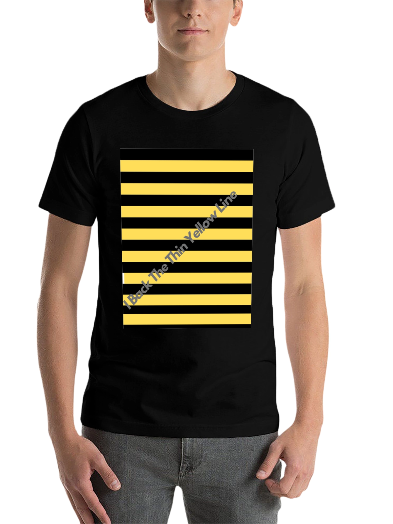 Black Striped Graphic Tee - Black & Yellow Pattern view 7