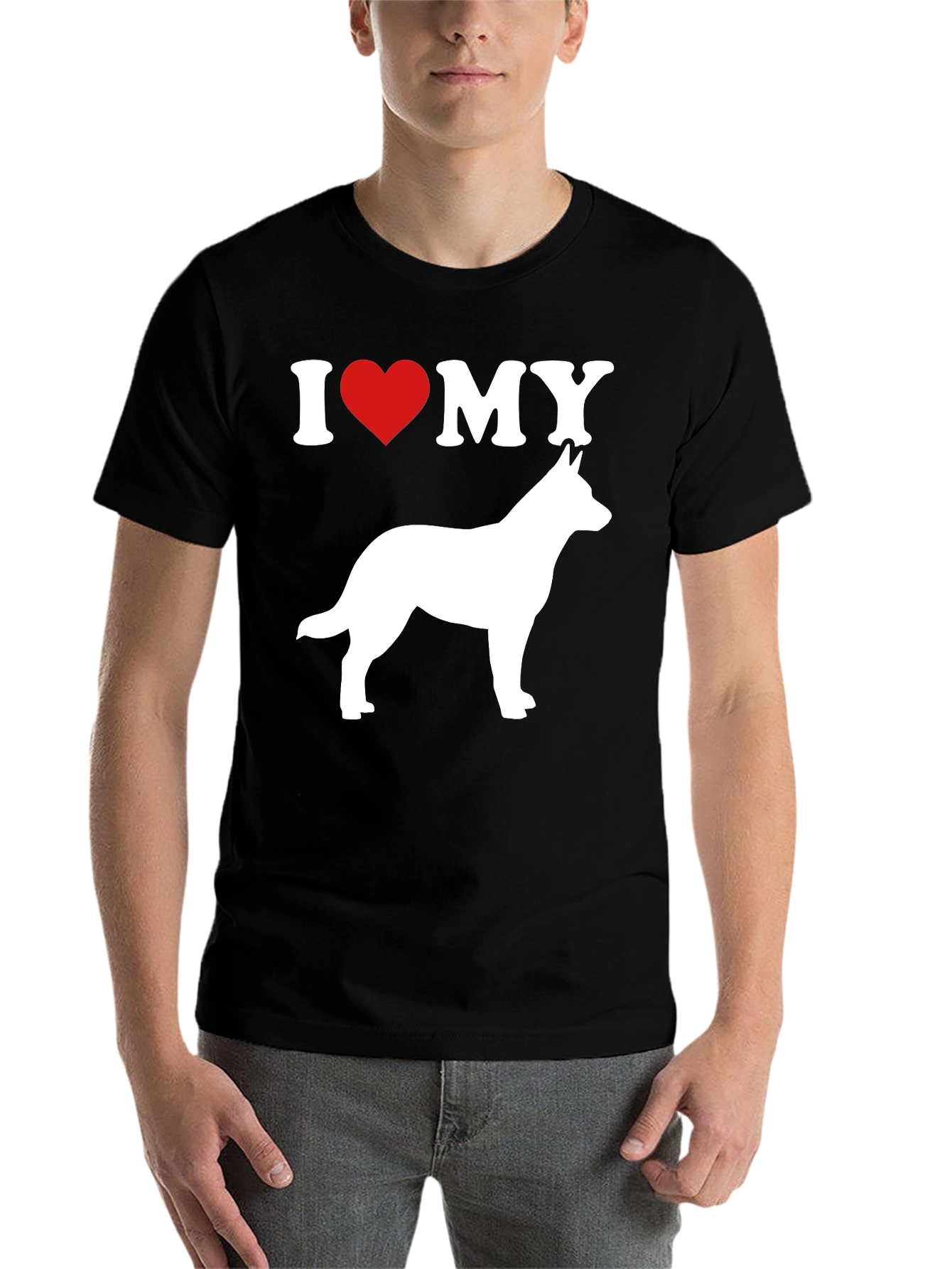 Black I Love My Dog T-Shirt - Black Cotton Blend - Pet Lover Gift view 7