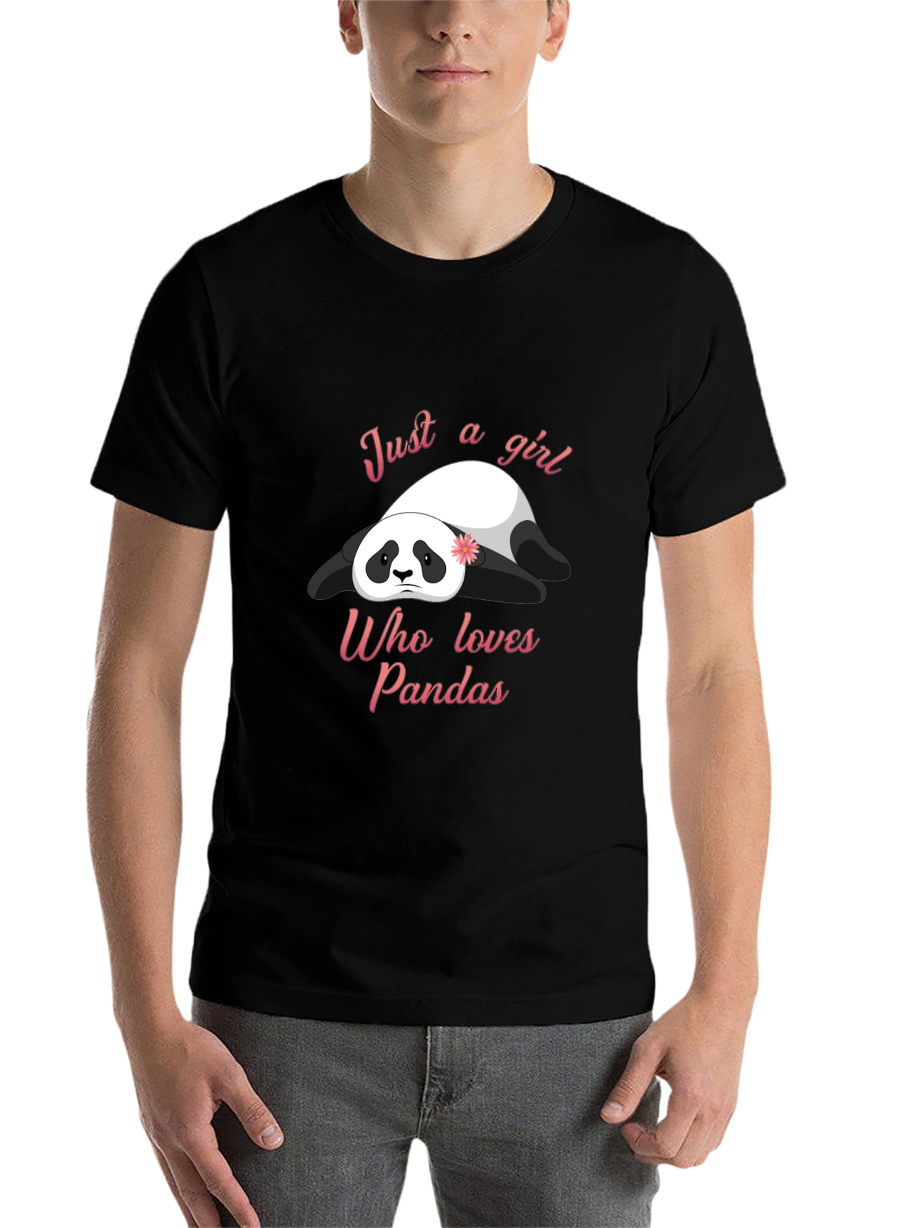 Black Panda Lover T-Shirt - Cute Girl's Panda Graphic Tee view 7