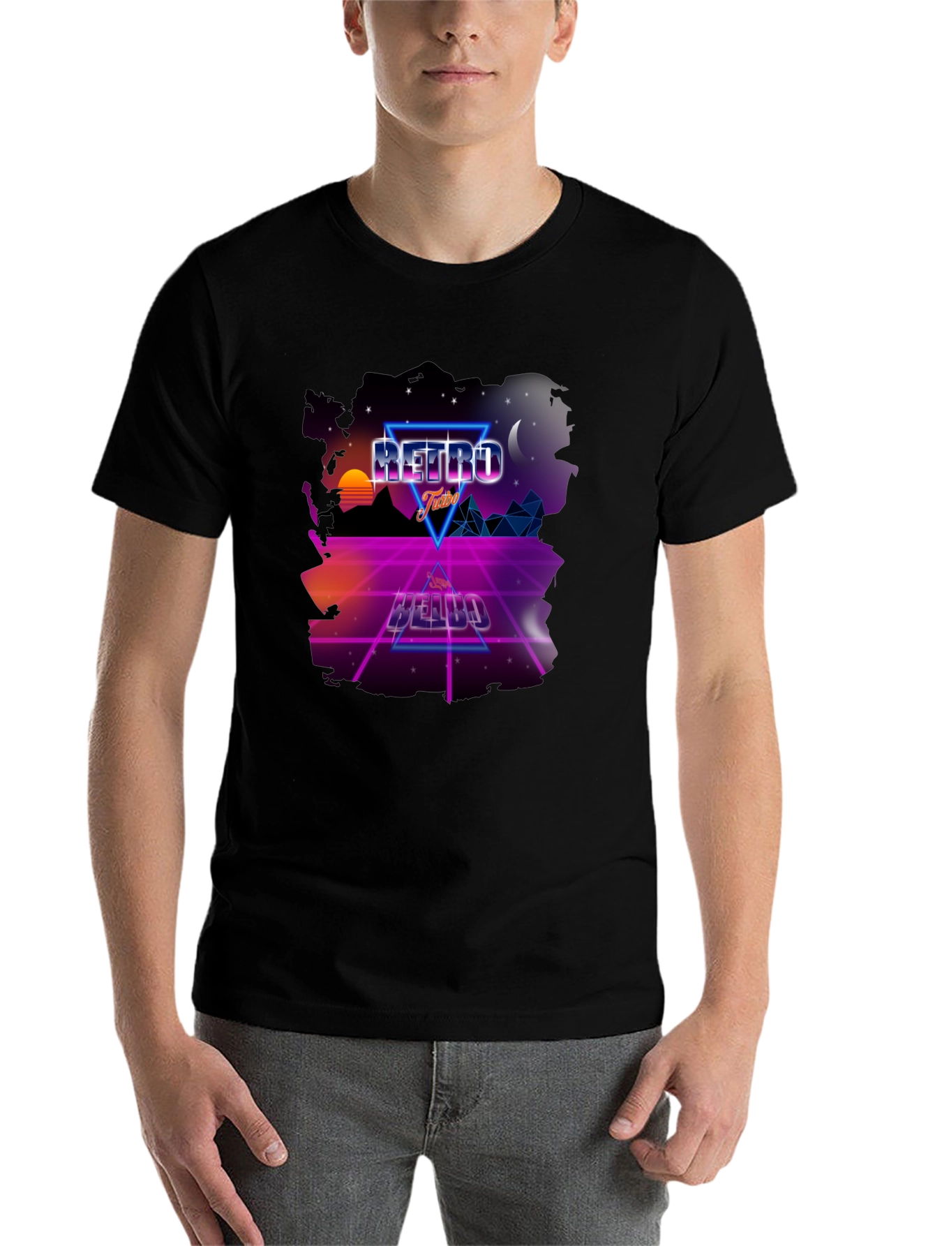 Black Retro Vibes Graphic Tee - 80s Style Design view 7
