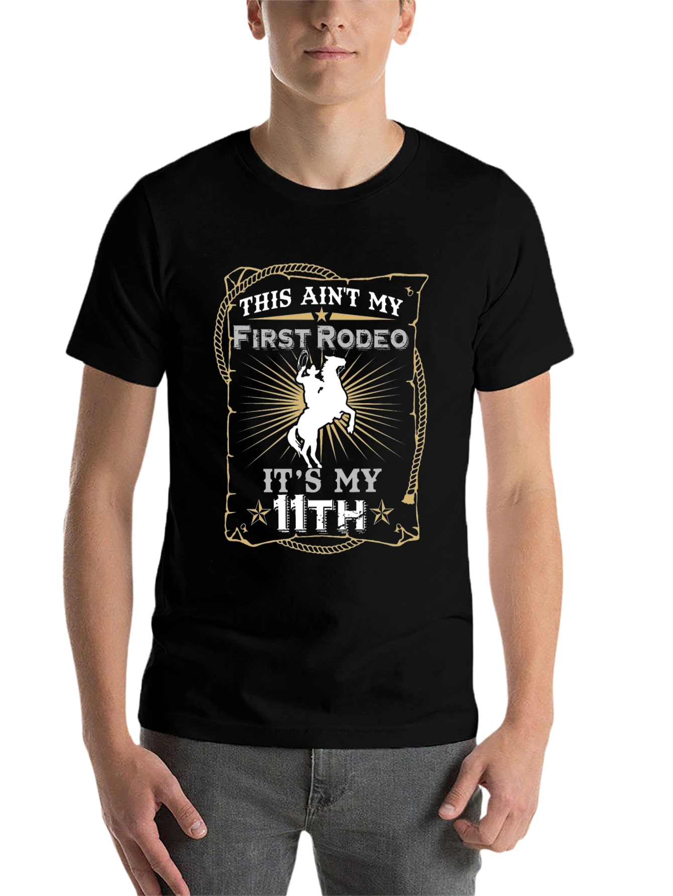Black Funny Rodeo T-Shirt - This Ain't My First Rodeo view 7