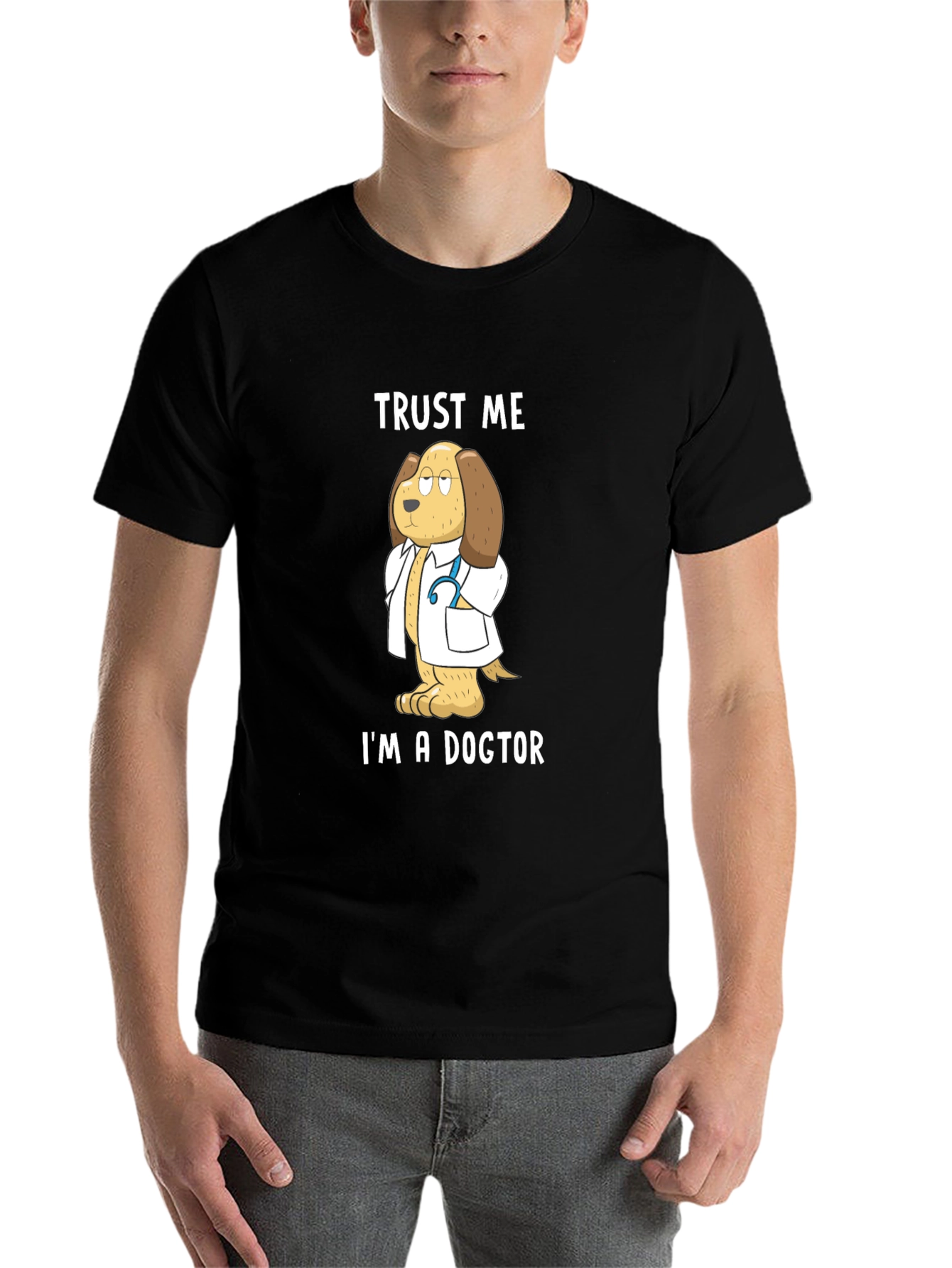 Black Trust Me I'm A Dogtor T-Shirt view 7