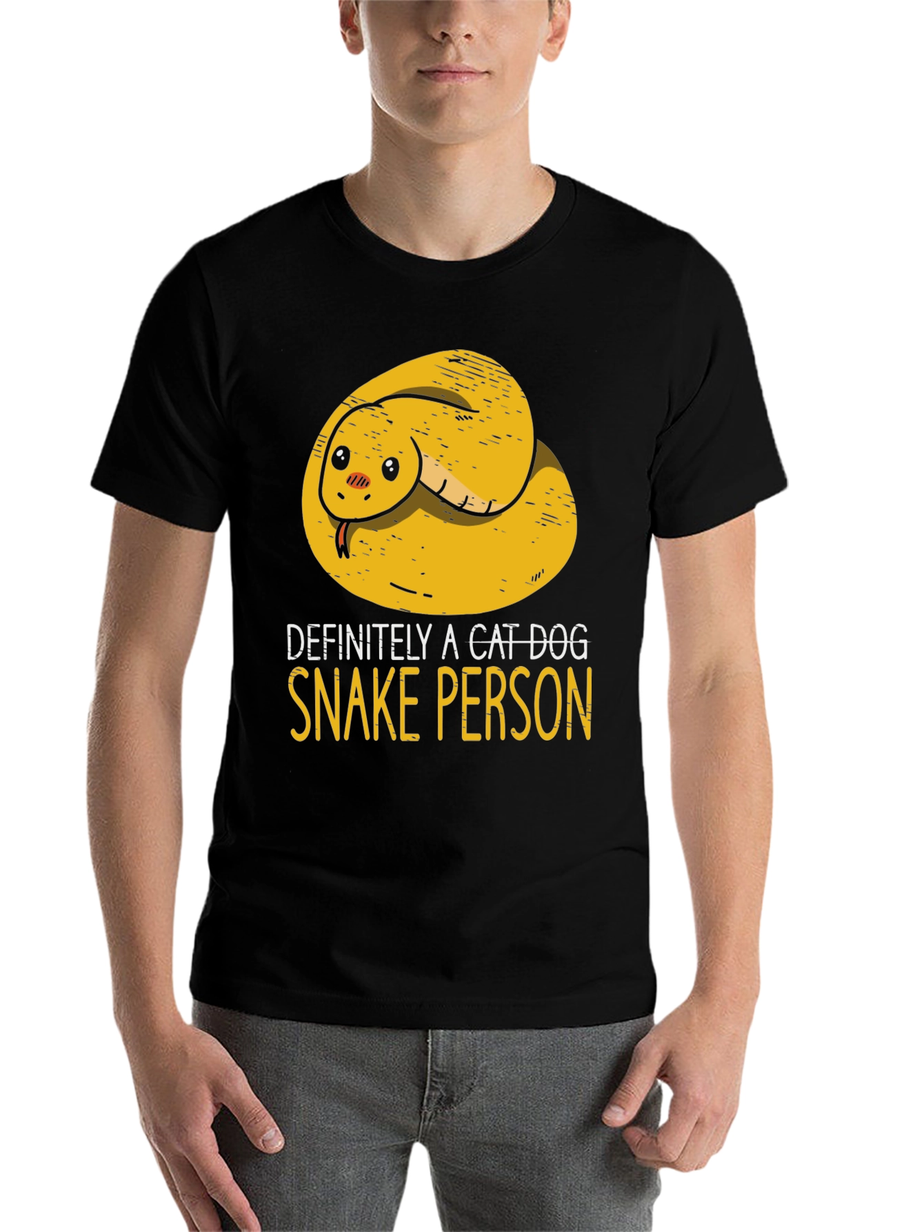 Black Funny Snake Person T-Shirt view 7