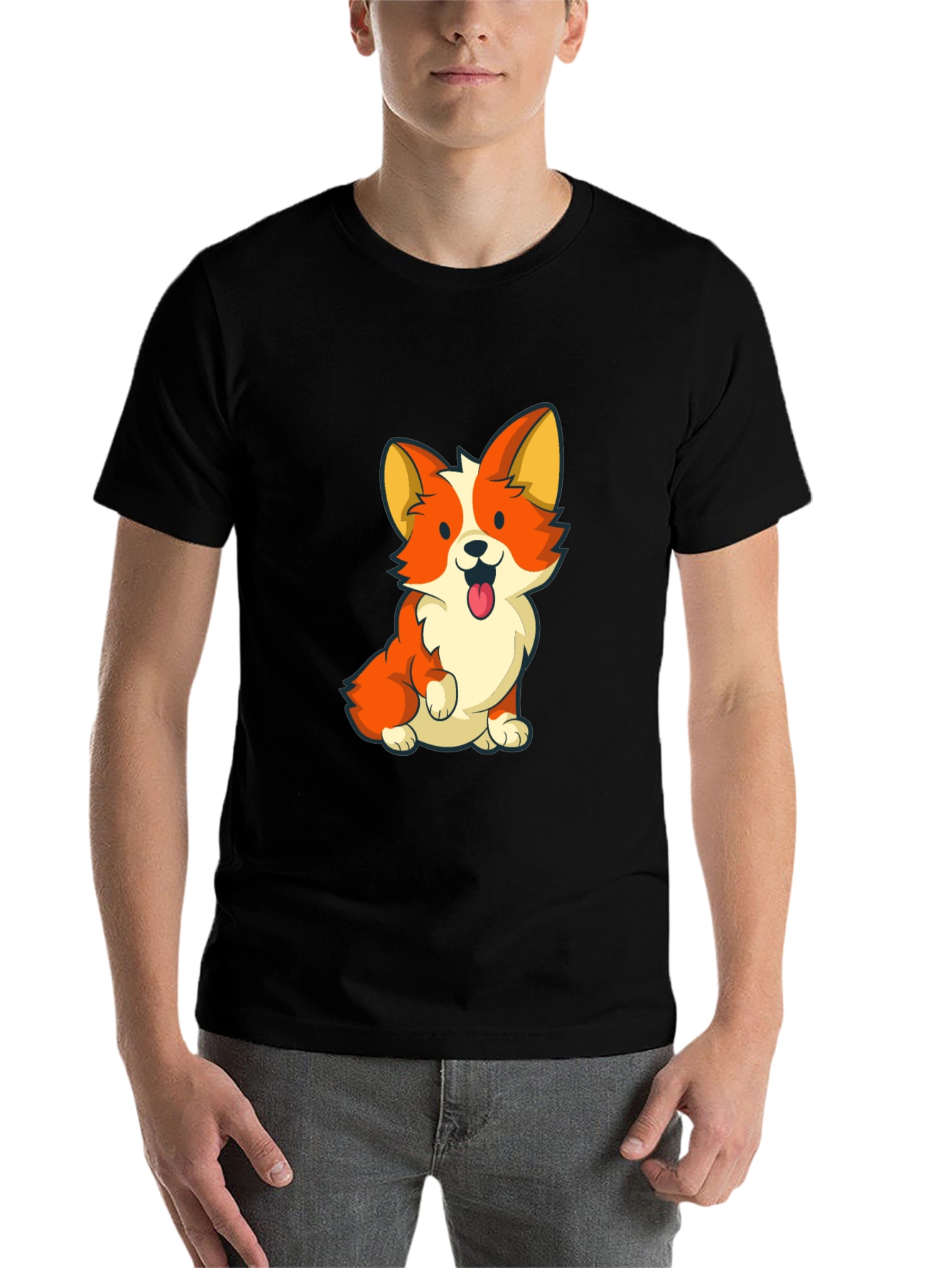 Black Cute Corgi Graphic Tee - Black view 7