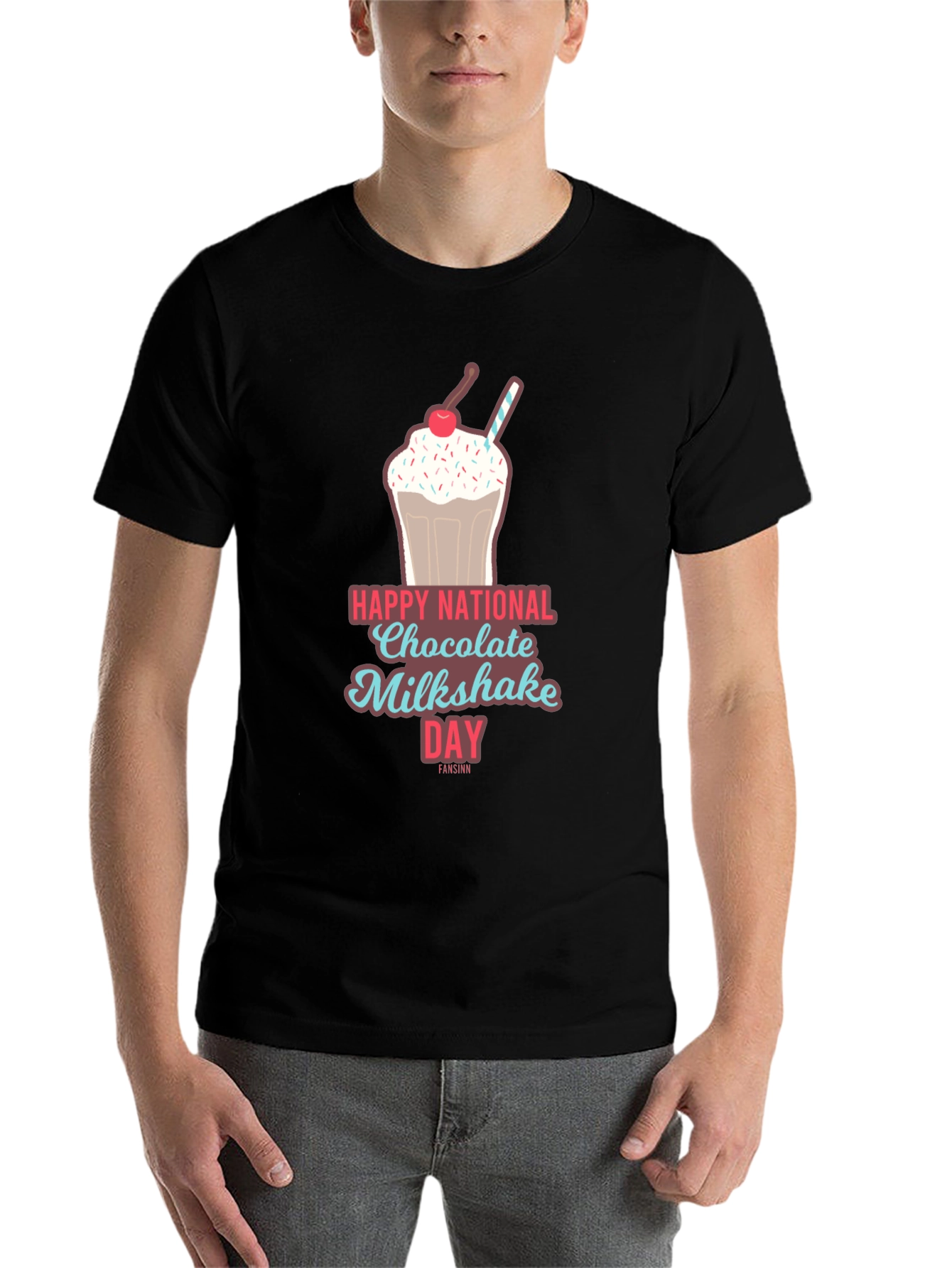 Black National Chocolate Milkshake Day T-Shirt view 7