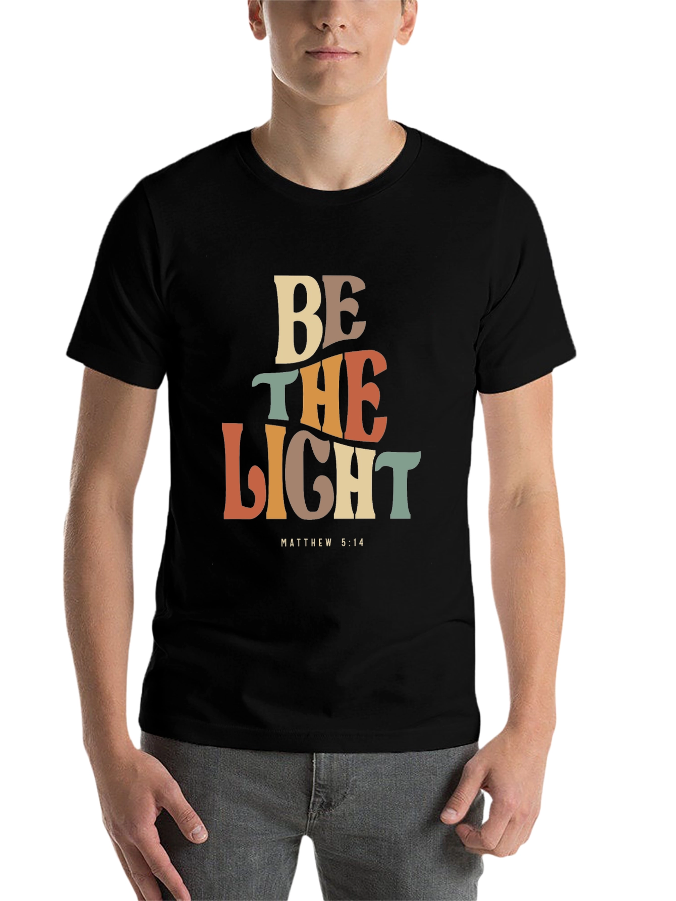 Black Be The Light T-Shirt - Matthew 5:14 Graphic Tee view 7