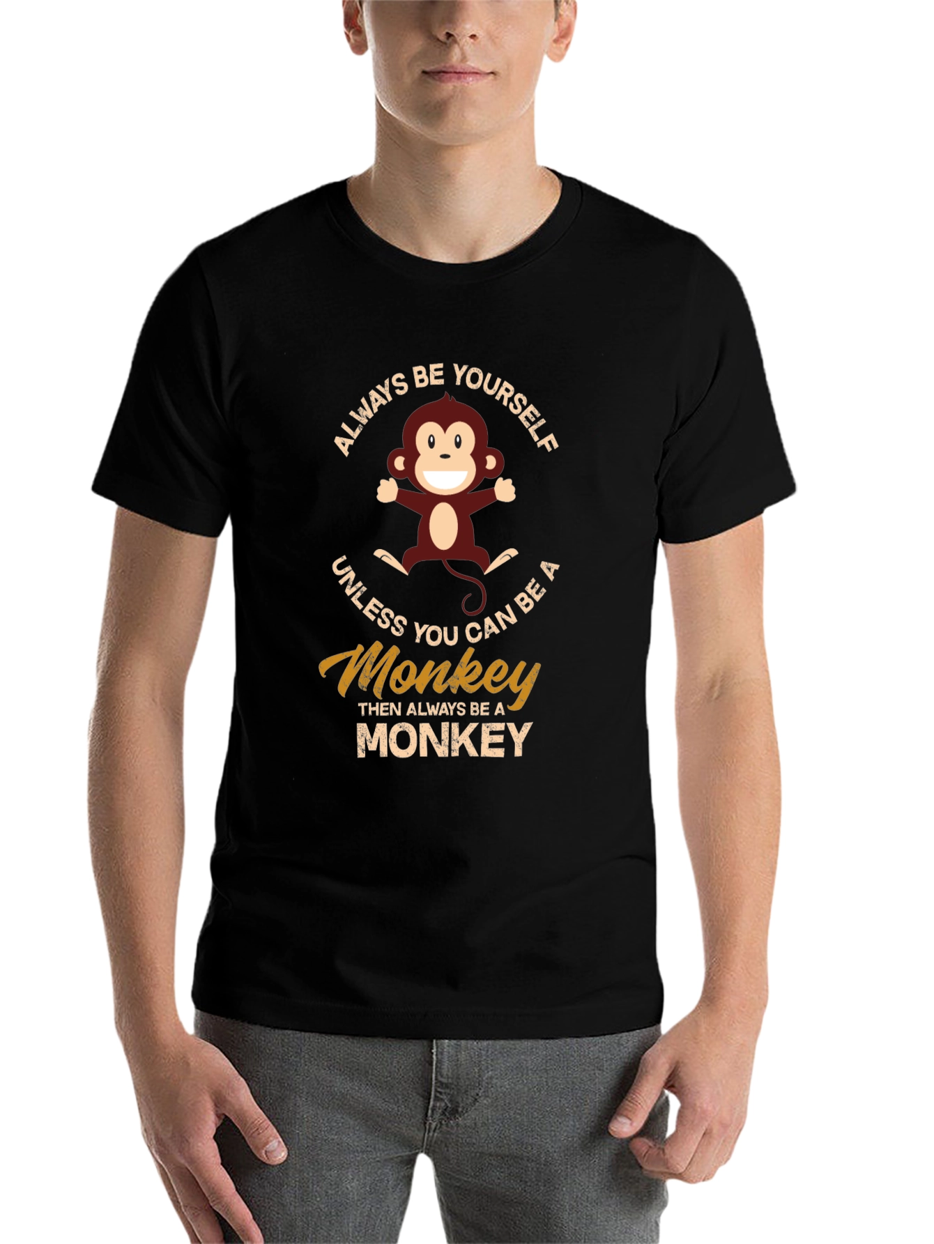 Black Always Be Yourself Monkey Graphic T-Shirt view 7