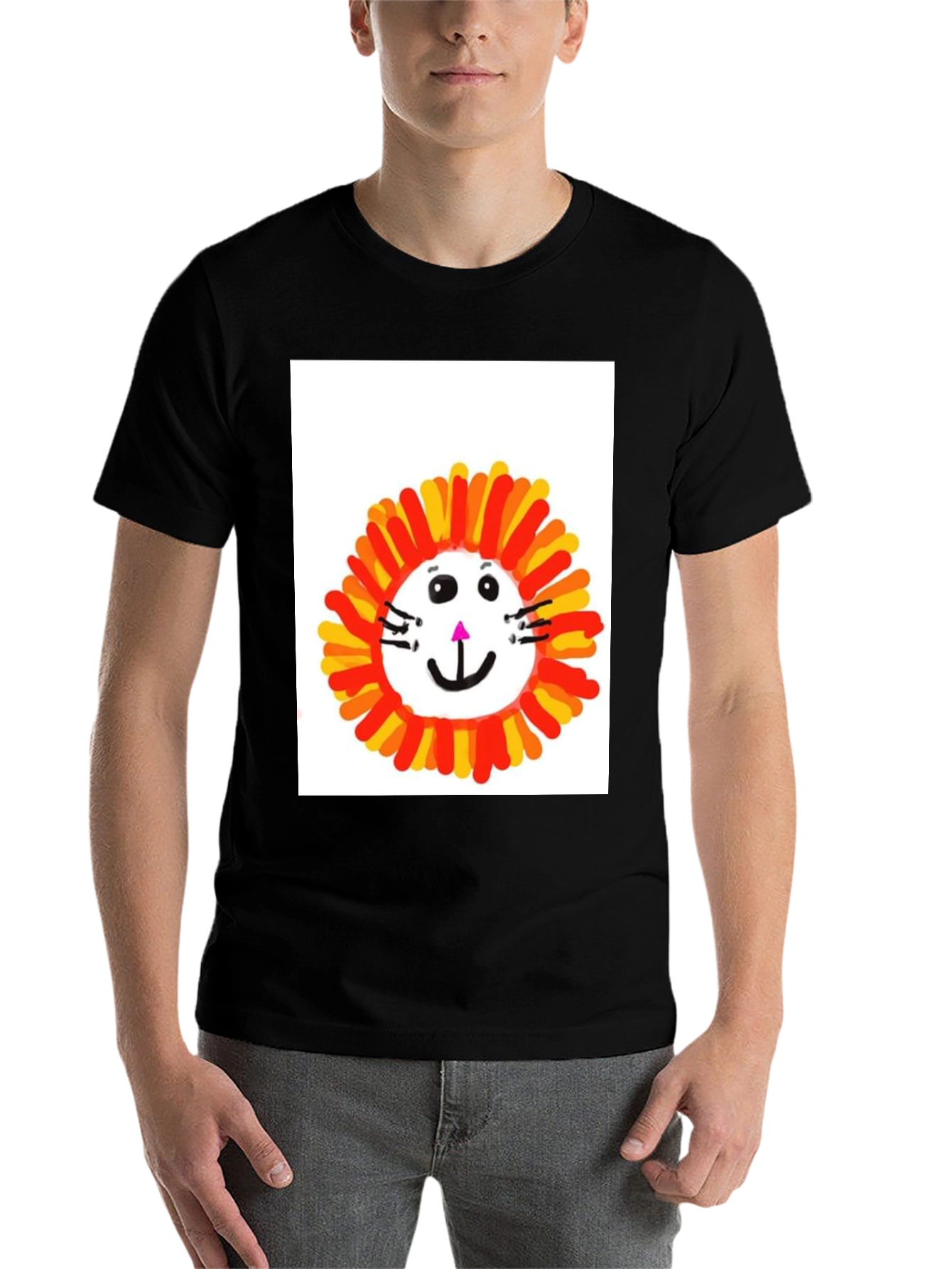 Black Fun Lion Graphic Tee - Black Cotton T-Shirt view 7