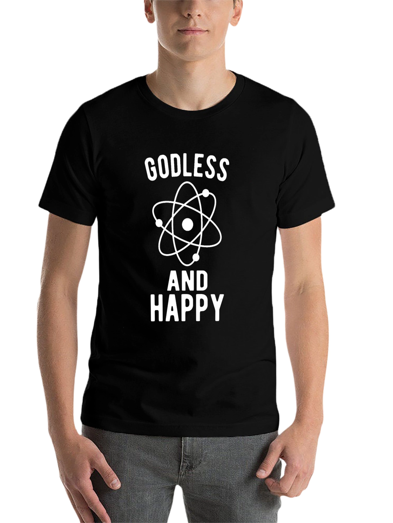 Black Godless And Happy Graphic T-Shirt view 7