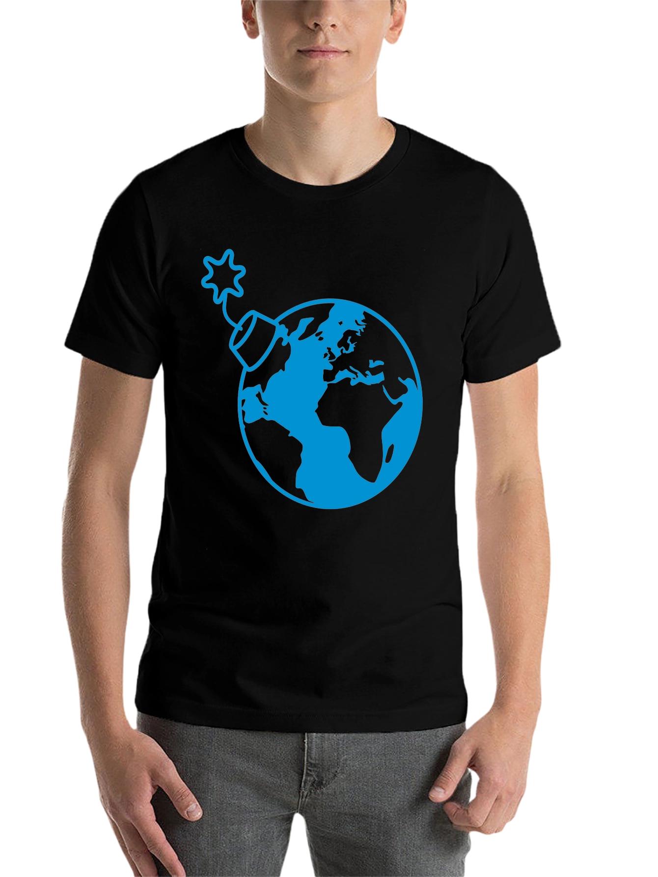 Black Earth Bomb Graphic Tee - Stylish Black T-Shirt view 7