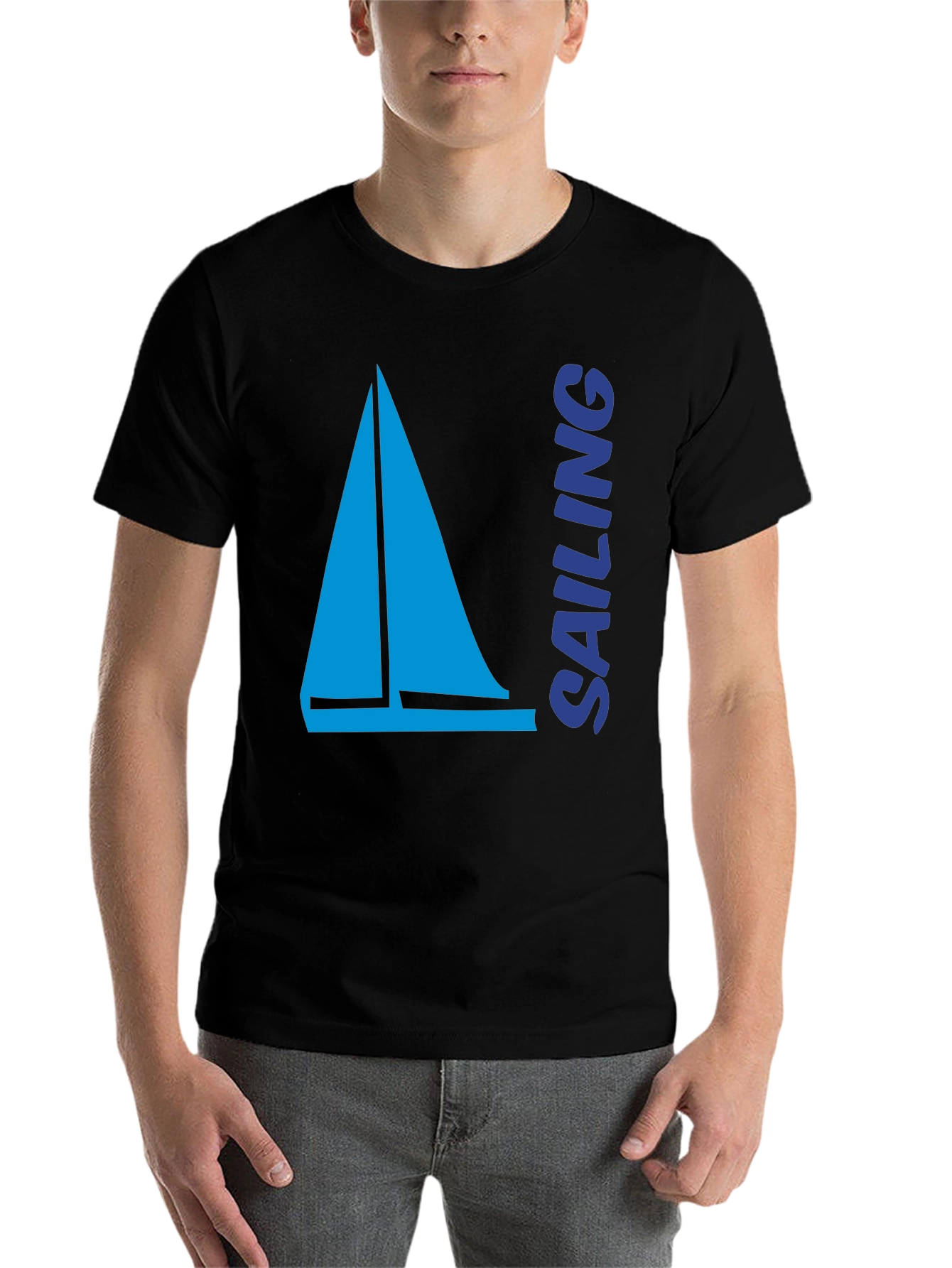 Black Sailing Boat T-Shirt | Nautical Tee view 7