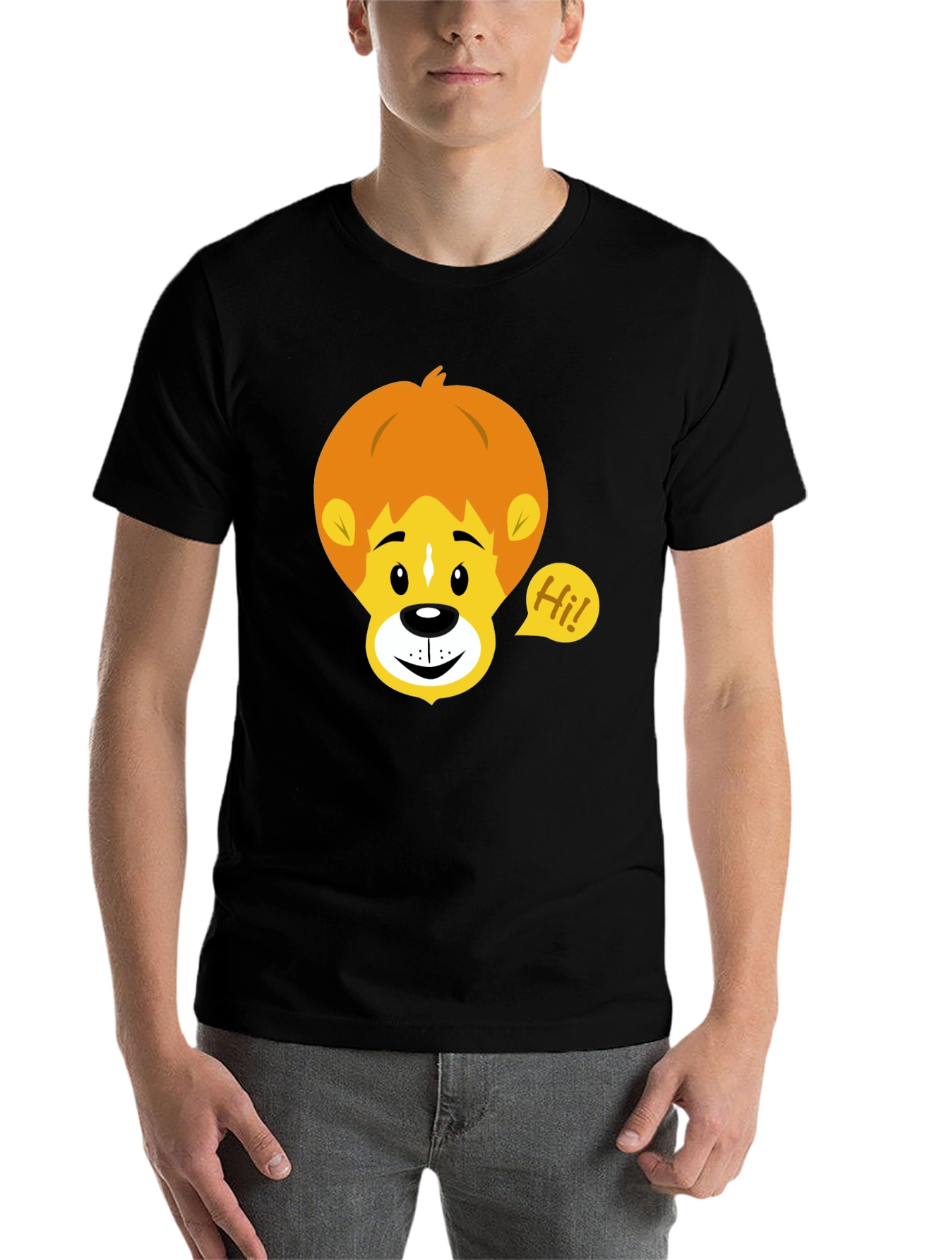 Black Cartoon Lion Graphic Tee - Black view 7