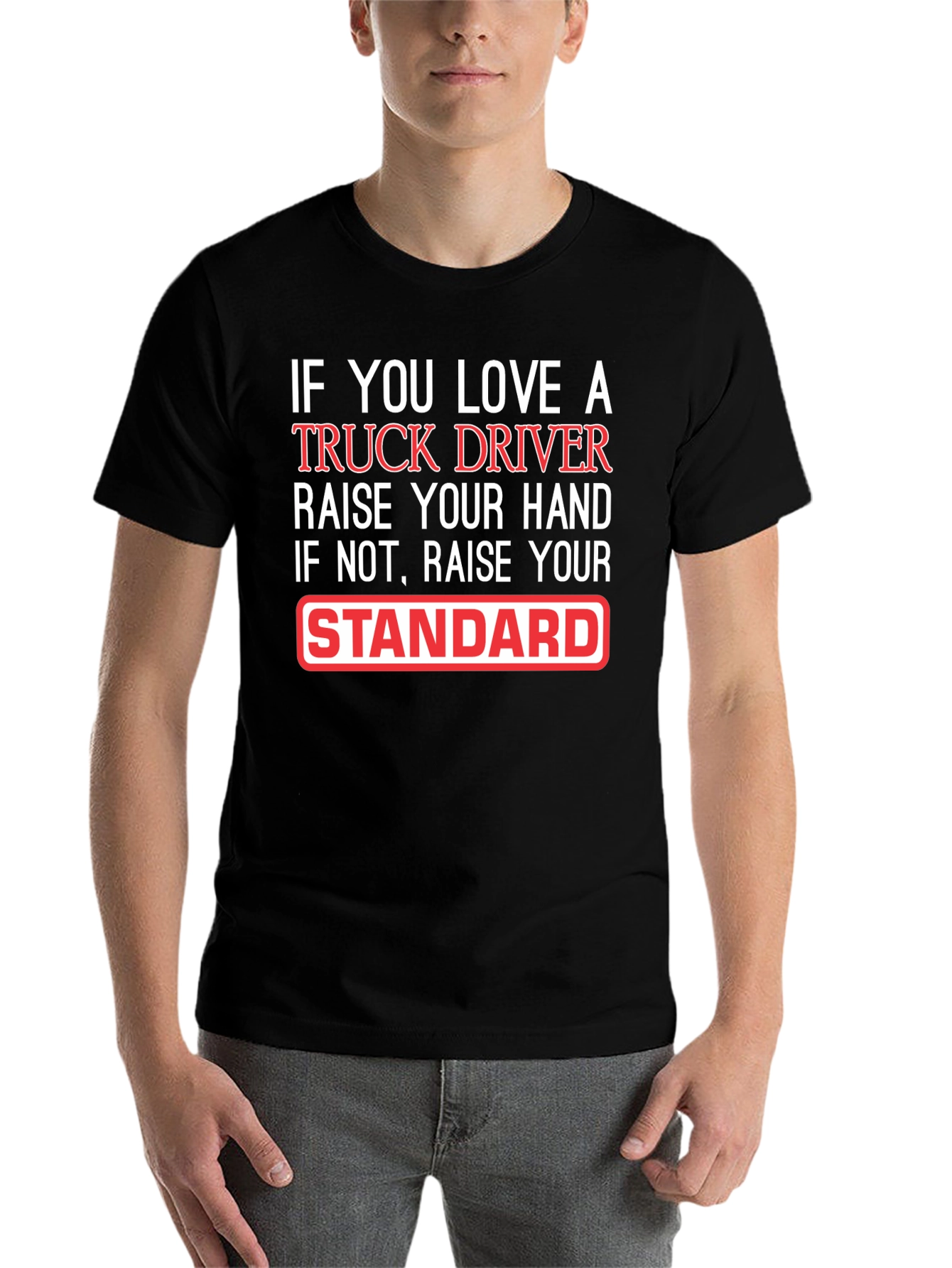 Black Truck Driver Love Funny Graphic T-Shirt view 7
