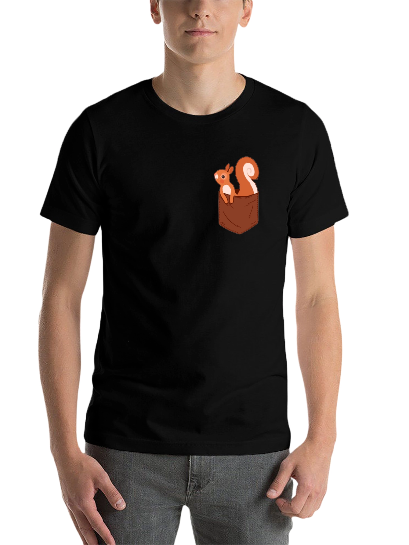 Black Squirrel Pocket T-Shirt - Cute Graphic Tee view 7