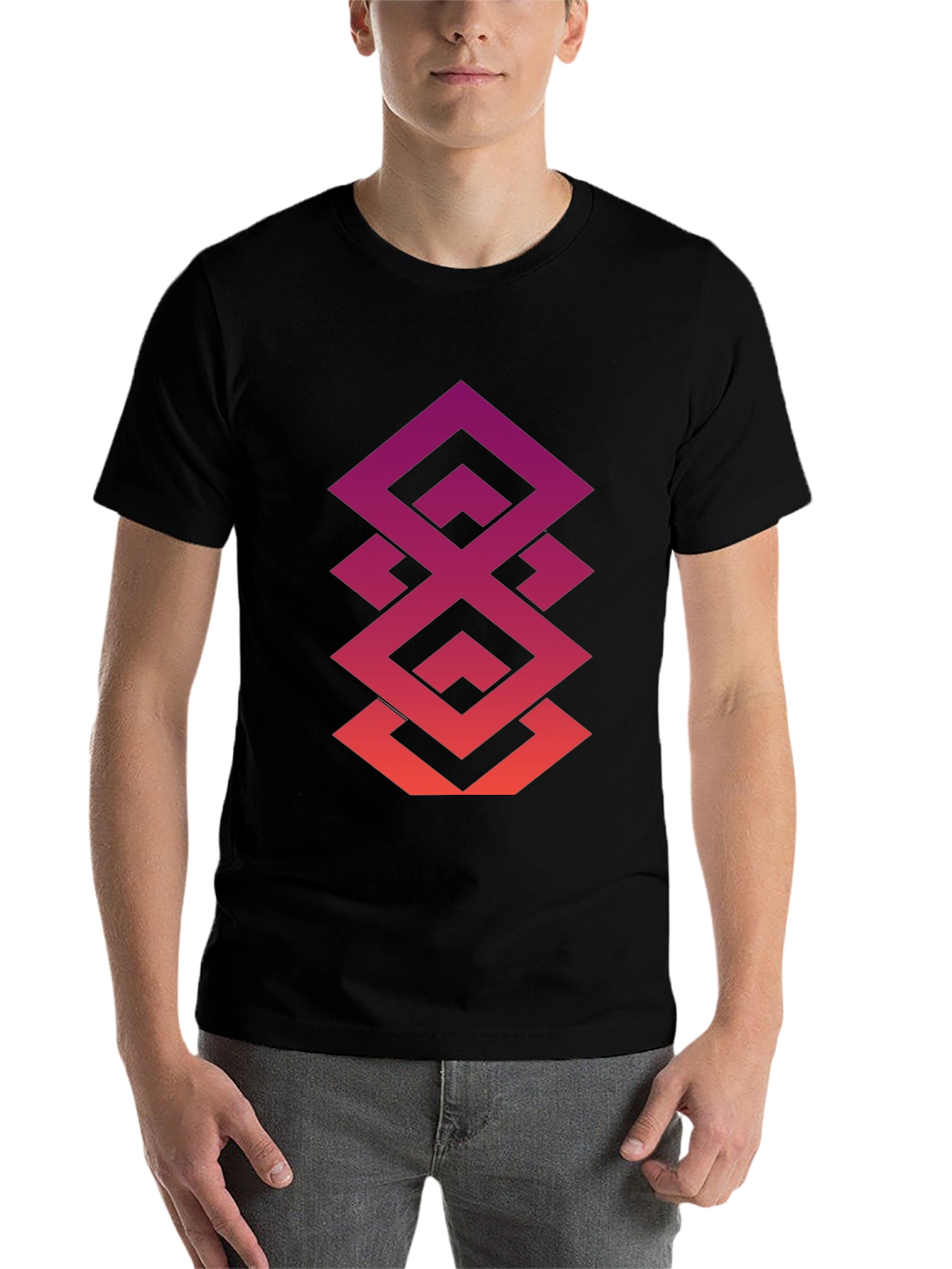 Black Geometric Gradient Tee - Modern Streetwear view 7