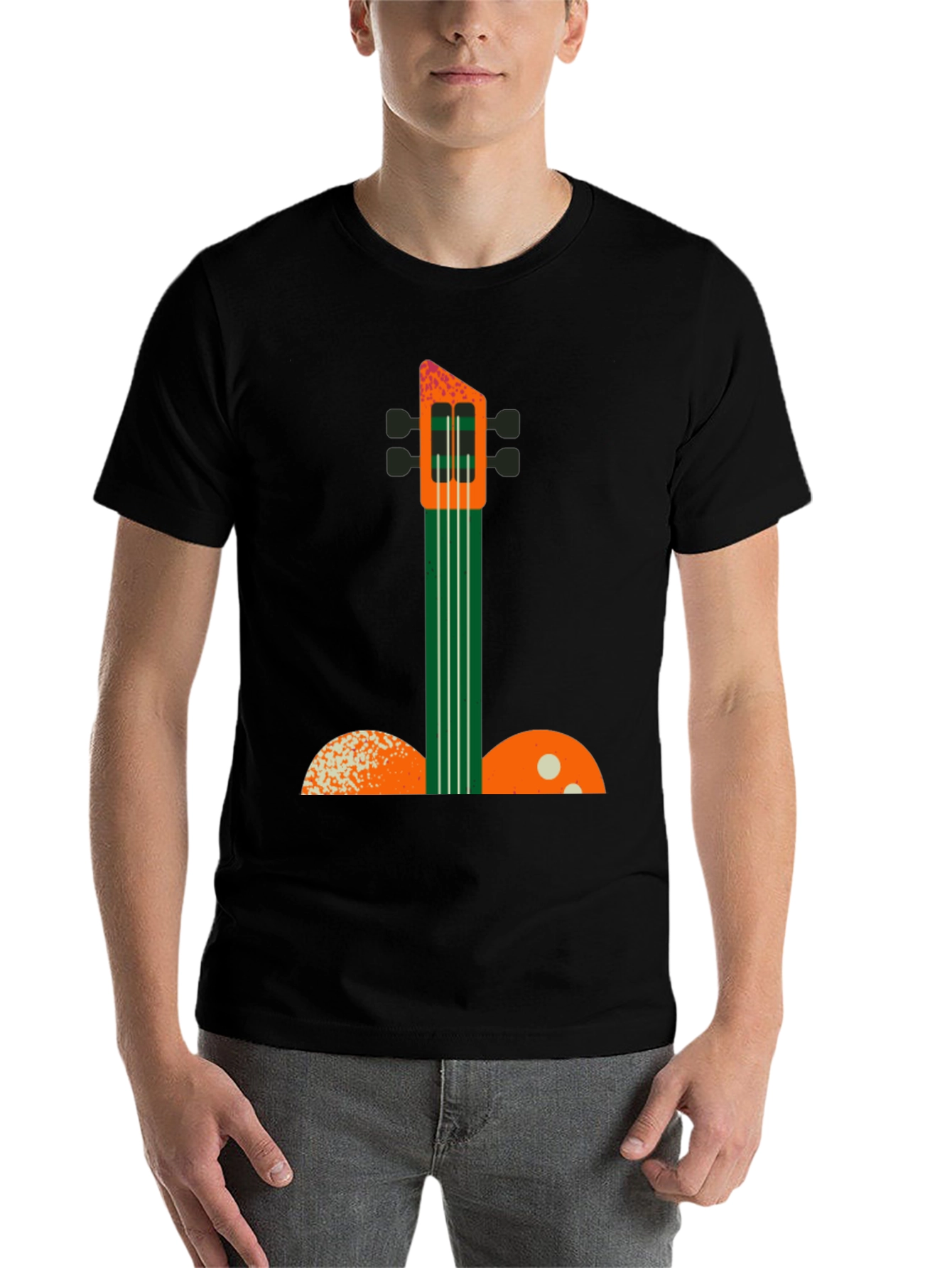 Black Abstract Guitar Graphic Tee view 7