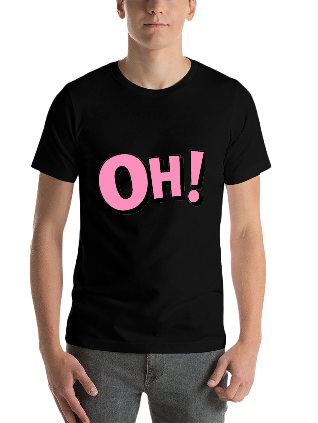 Black Pink "OH!" Graphic Black Cotton T-Shirt view 7