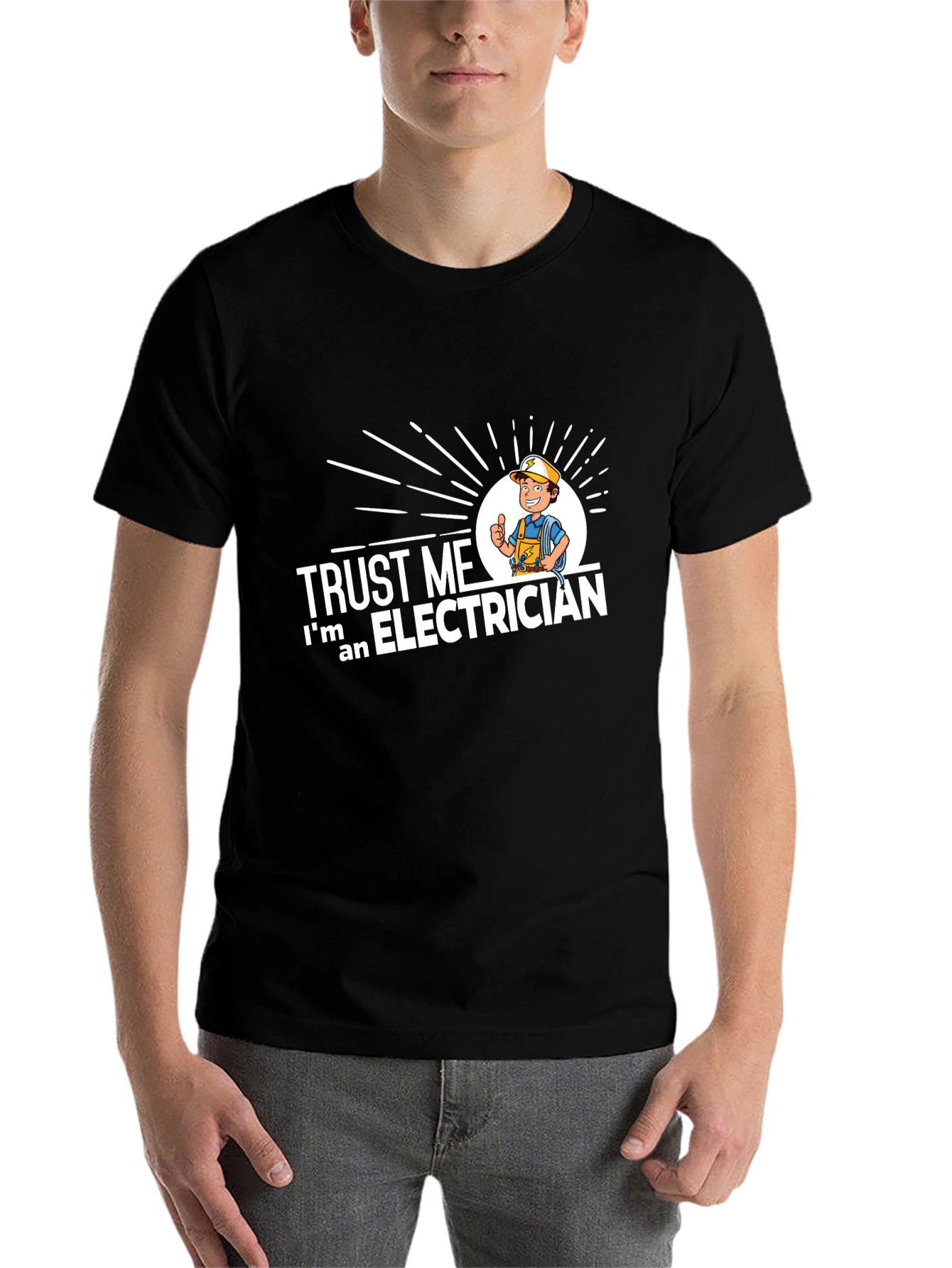 Black Trust Me I'm an Electrician Graphic T-Shirt view 7