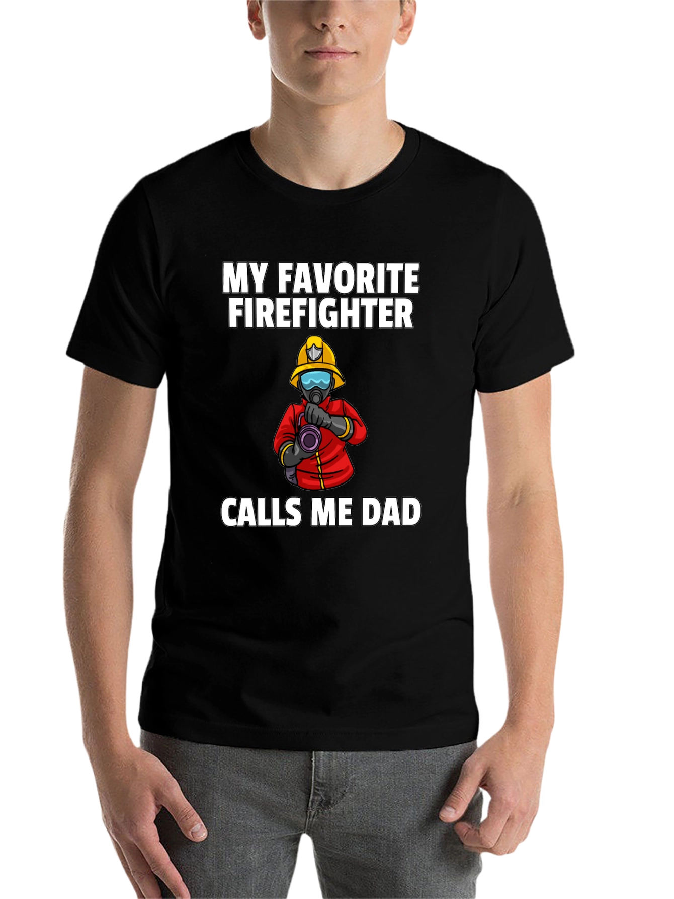 Black My Favorite Firefighter Calls Me Dad T-Shirt view 7