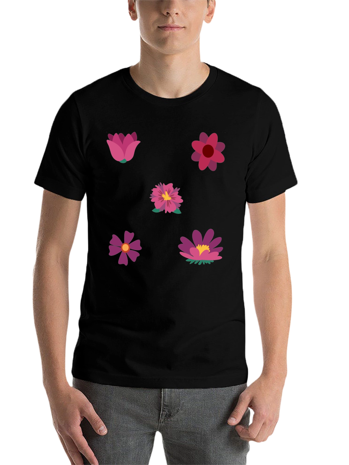 Black Floral Print Black T-Shirt view 7