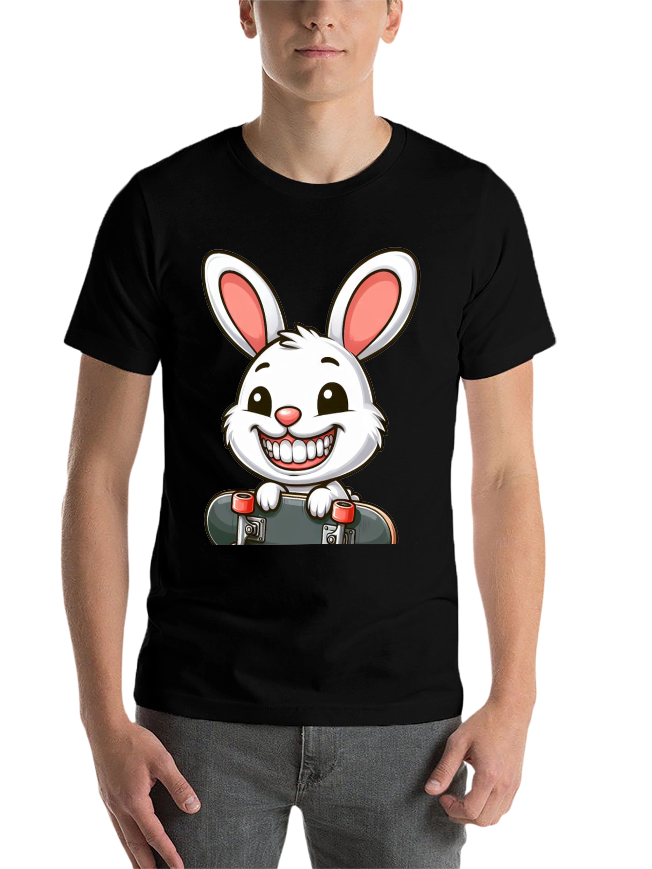 Black Rabbit Skateboard Graphic T-Shirt view 7