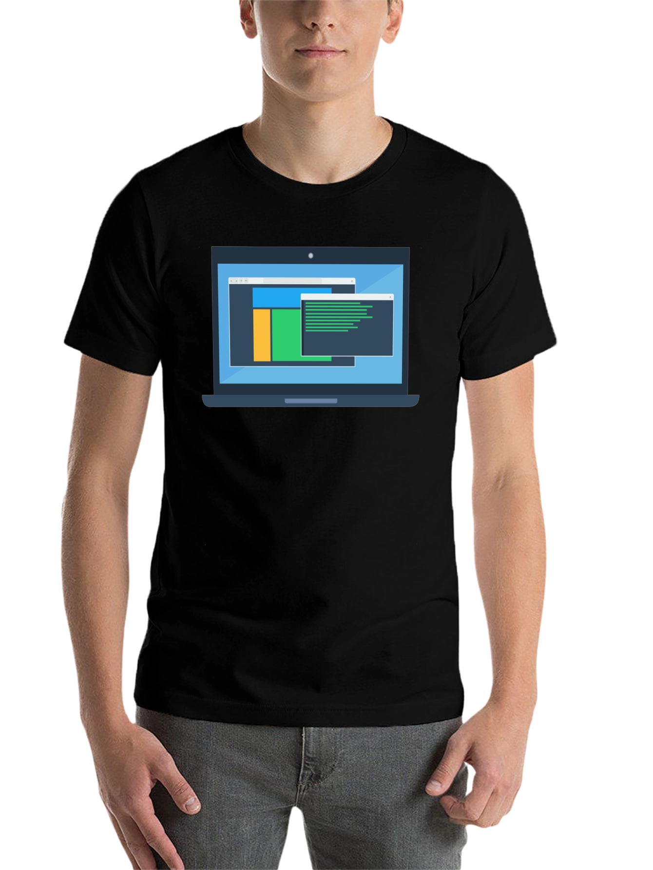 Black Programmer Laptop Graphic T-Shirt view 7