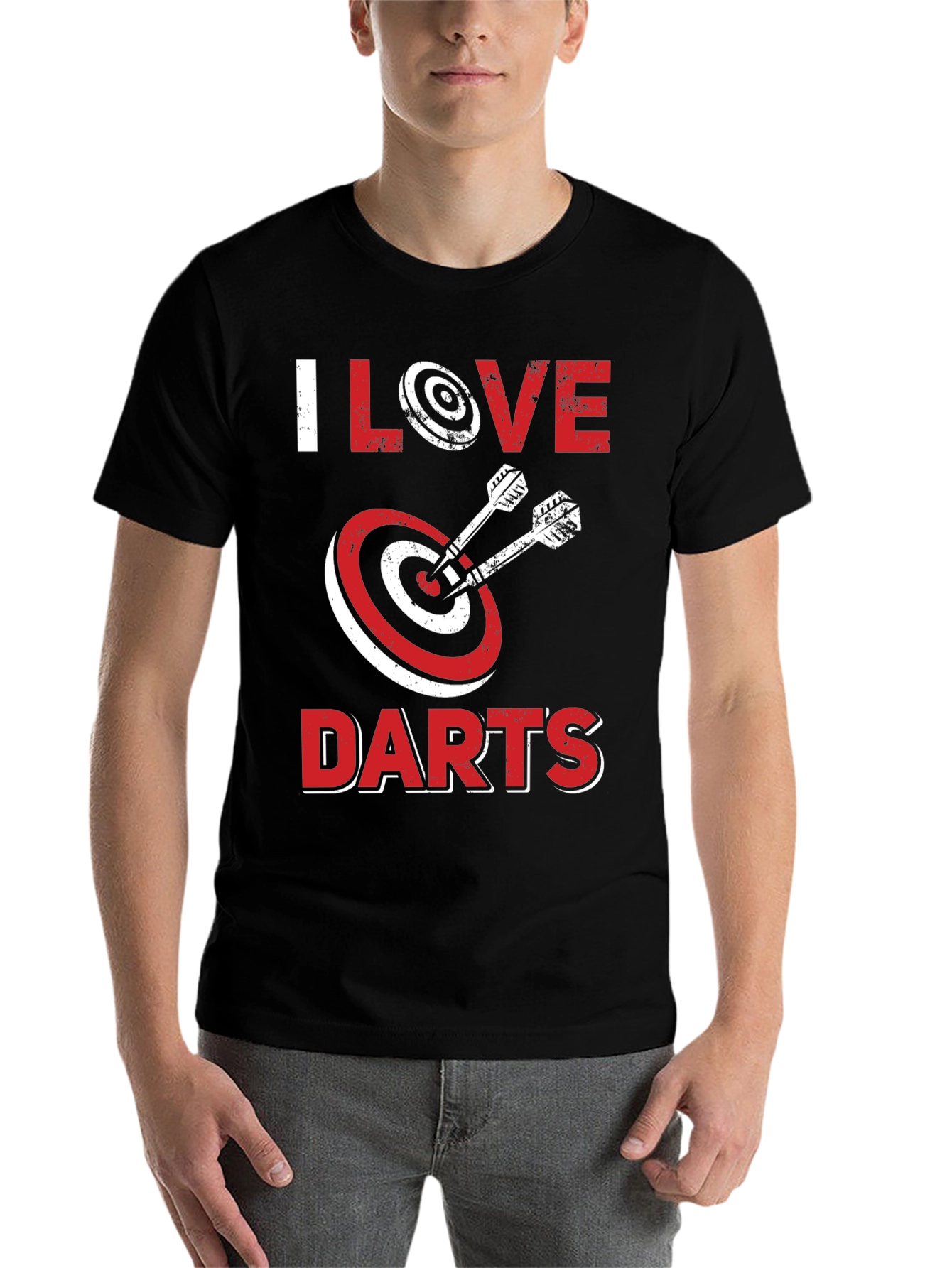 Black I Love Darts Graphic Tee - Black Cotton Casual Shirt view 7