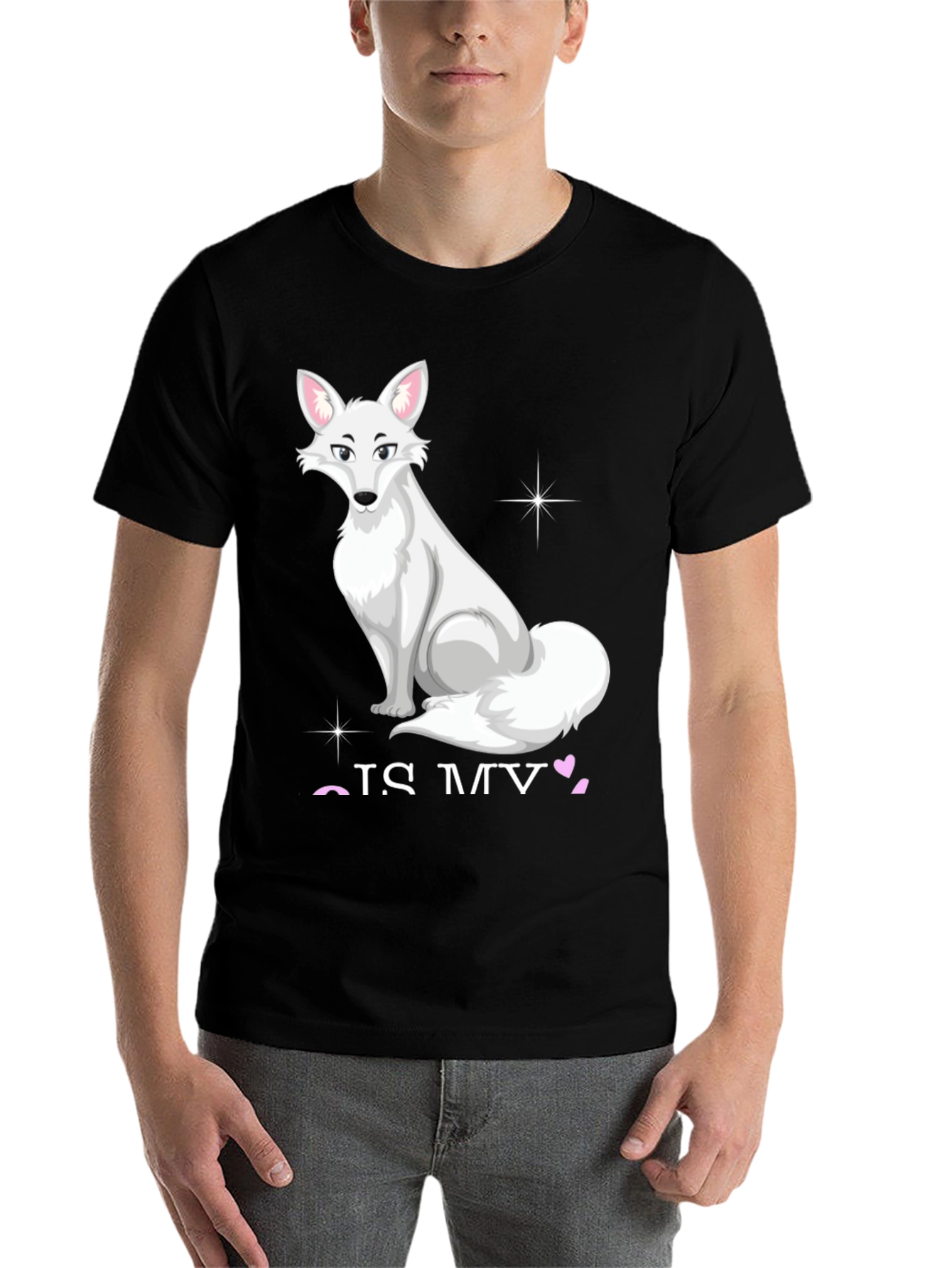 Black Arctic Fox Graphic Tee - 'Fox Is My Valentine' view 7