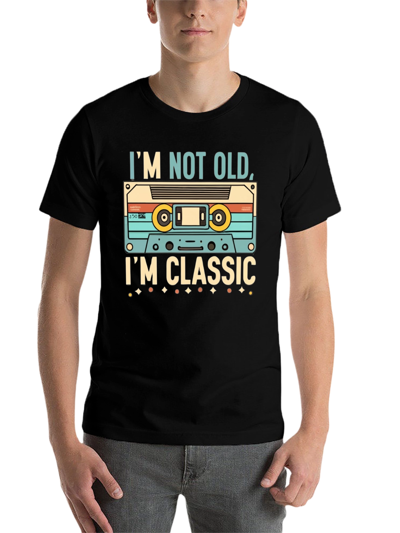 Black I'm Not Old, I'm Classic Cassette Tape T-Shirt view 7