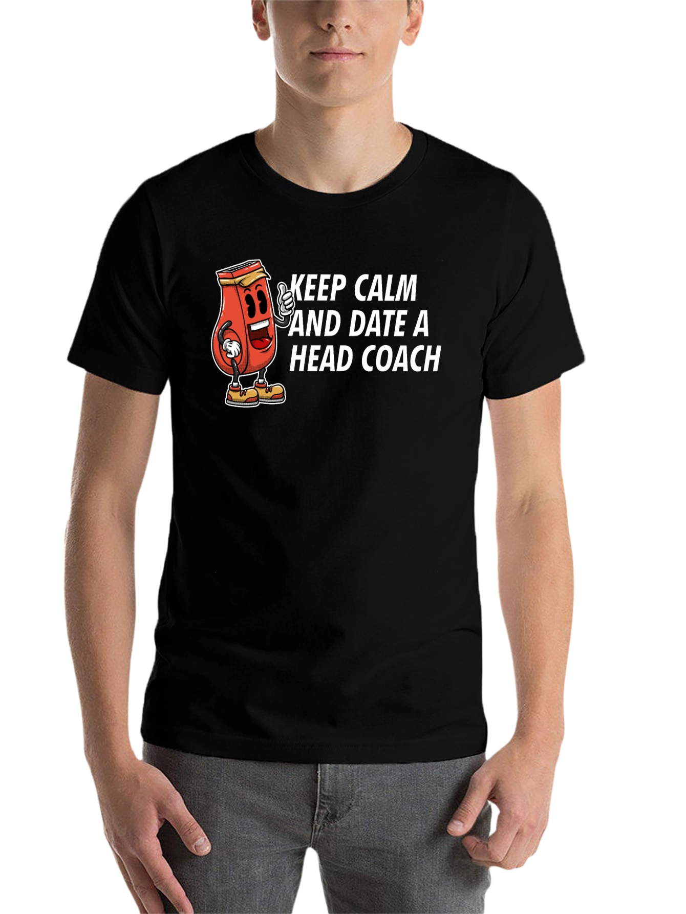 Black Keep Calm and Date a Head Coach Graphic T-Shirt view 7