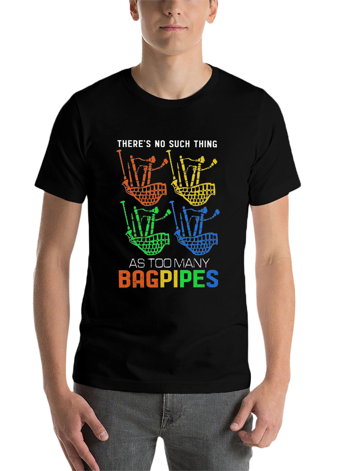 Black Bagpipes Graphic Tee - Too Many Bagpipes view 7