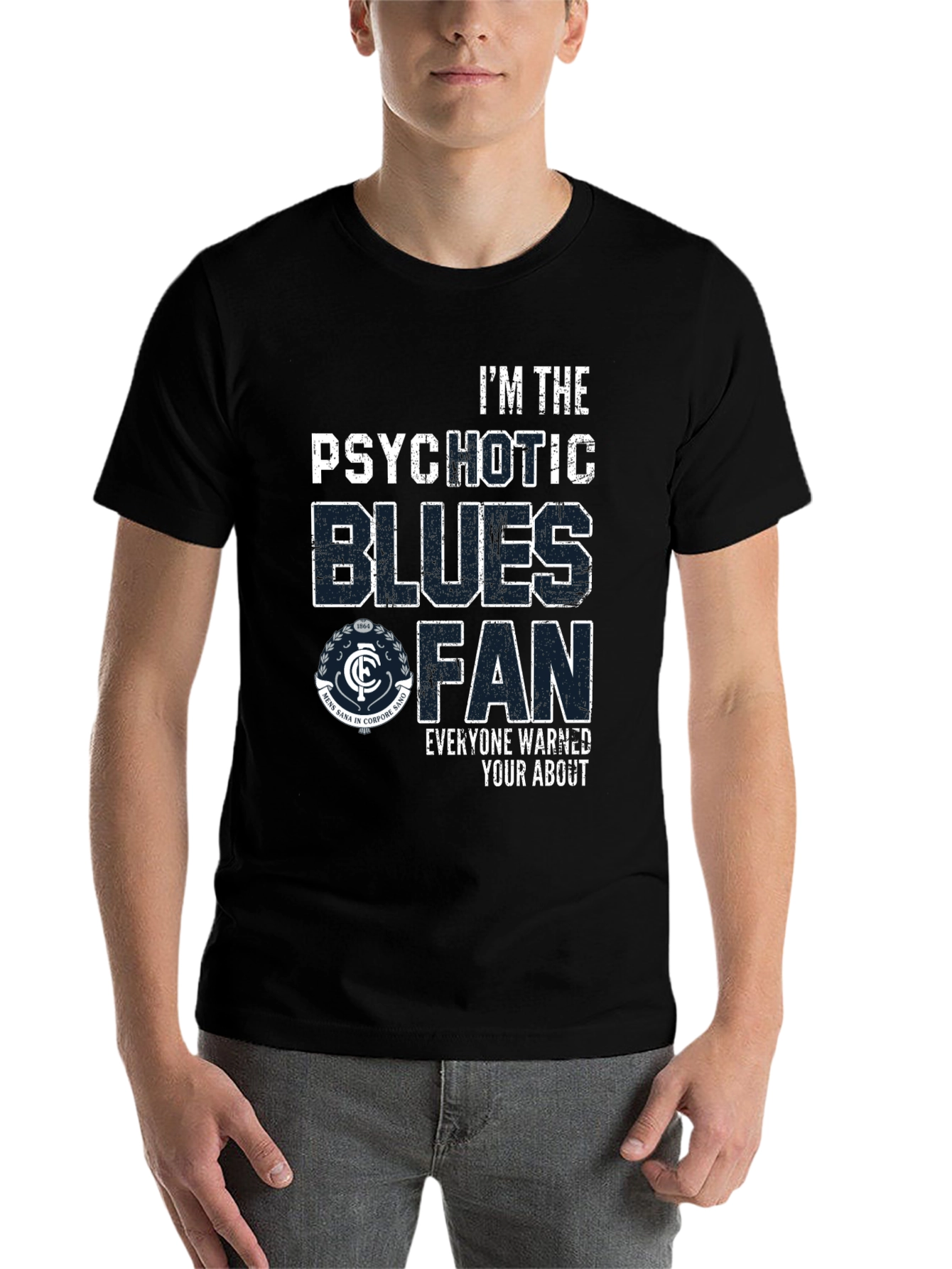Black Psychotic Blues Fan T-Shirt - Carlton Football Club view 7