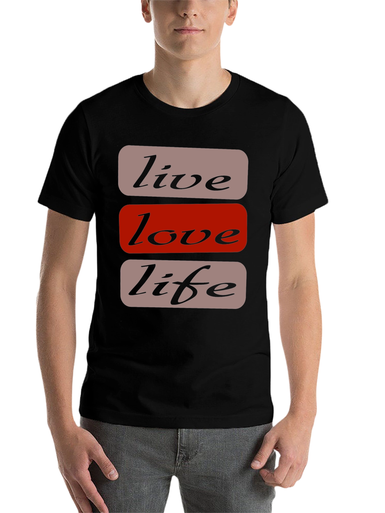 Black Live Love Life Graphic T-Shirt - Casual Black Tee view 7