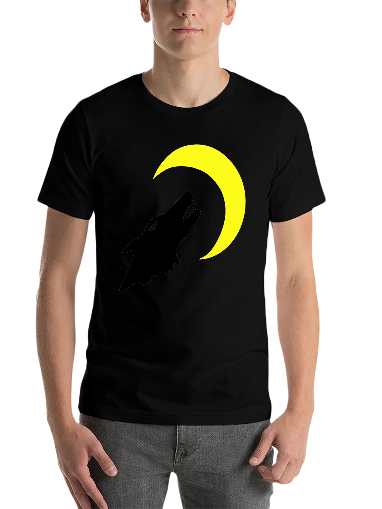 Black Wolf Moon Graphic T-Shirt - Black Cotton Tee view 7