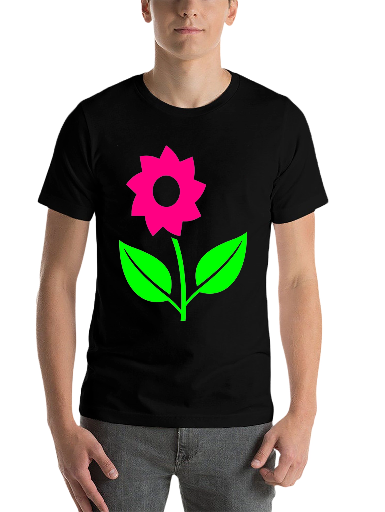 Black Funky Flower Graphic Tee - Black view 7